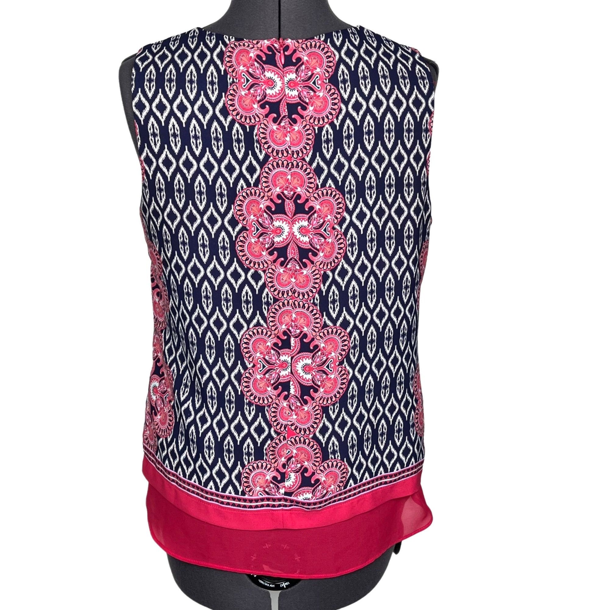 Other Rose & Olive Sleeveless Chiffon Top Layered Pink/Blue Print Size S / US 4 / IT 40 - 5 Thumbnail