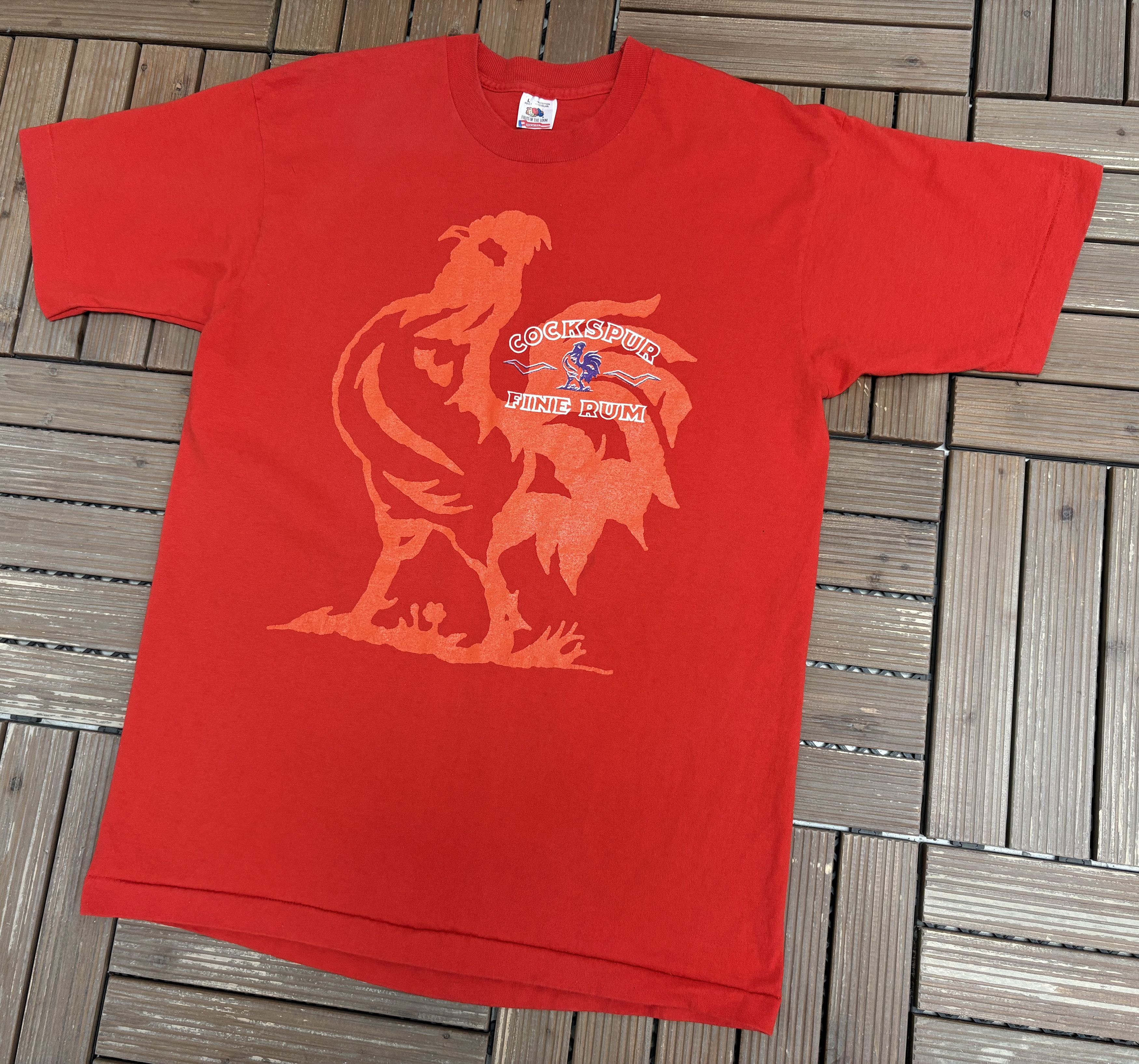 Vintage Cockspur Fine Rum Vintage Red T-Shirt Tee Size US L / EU 52-54 / 3 - 3 Thumbnail