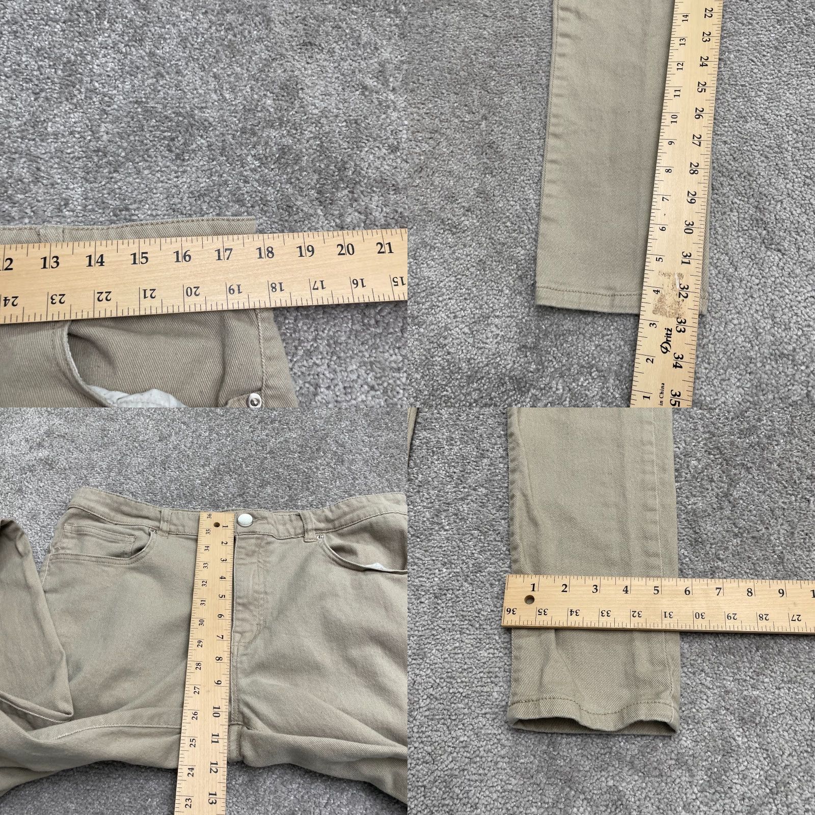 Denime Nova Skinny Denim Jeans Mens 36 Khaki Brown Mid Rise Stretch Casual 36x33 Size US 36 / EU 52 - 9 Thumbnail