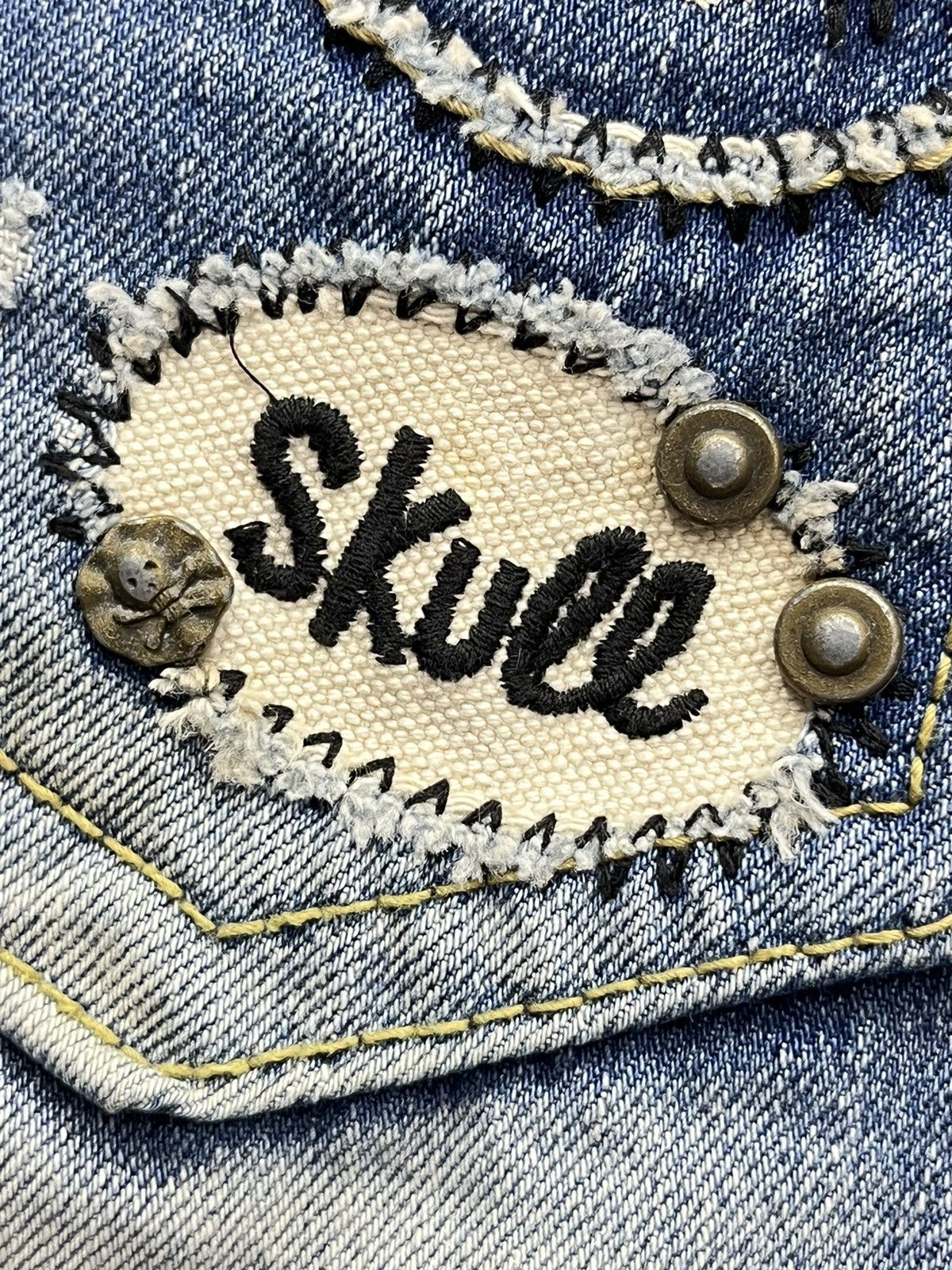 Lolita Jeans FYE🔥LOLITA Skull Embroidery Distressed Exotic Washed Denim Size US 29 - 13 Thumbnail