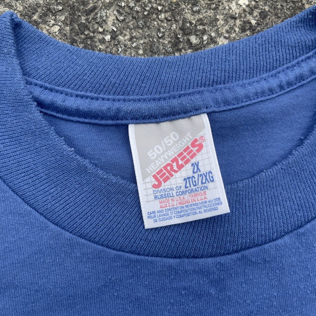 Jerzees × Vintage Vintage 90s JERZEES Blank Blue Shirt Size US XXL / EU 58 / 5 - 3 Thumbnail