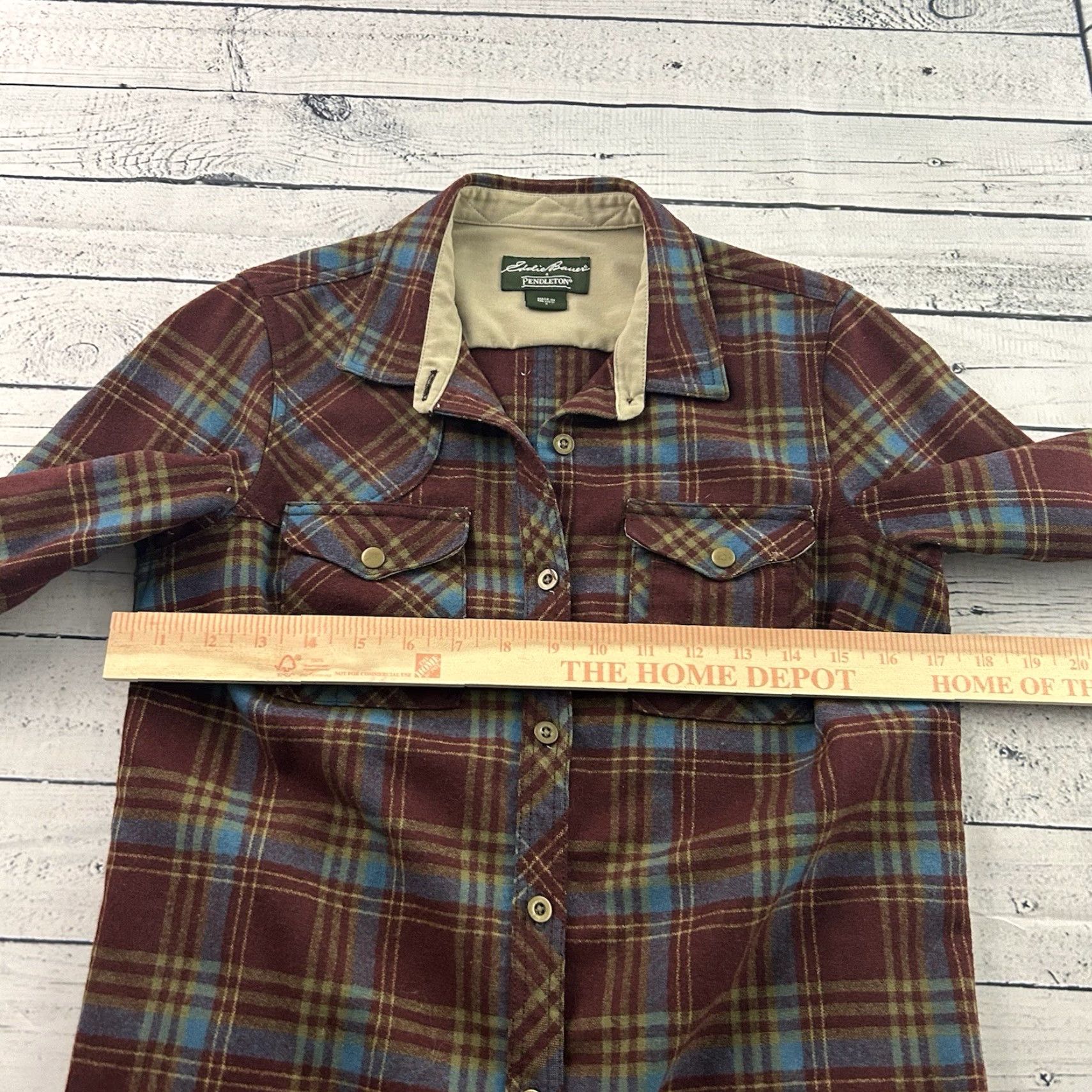 Eddie Bauer VINTAGE Eddie Bauer Pendleton Wool Plaid Button Front Shirt Women's Small Maroon Size S / US 4 / IT 40 - 4 Thumbnail