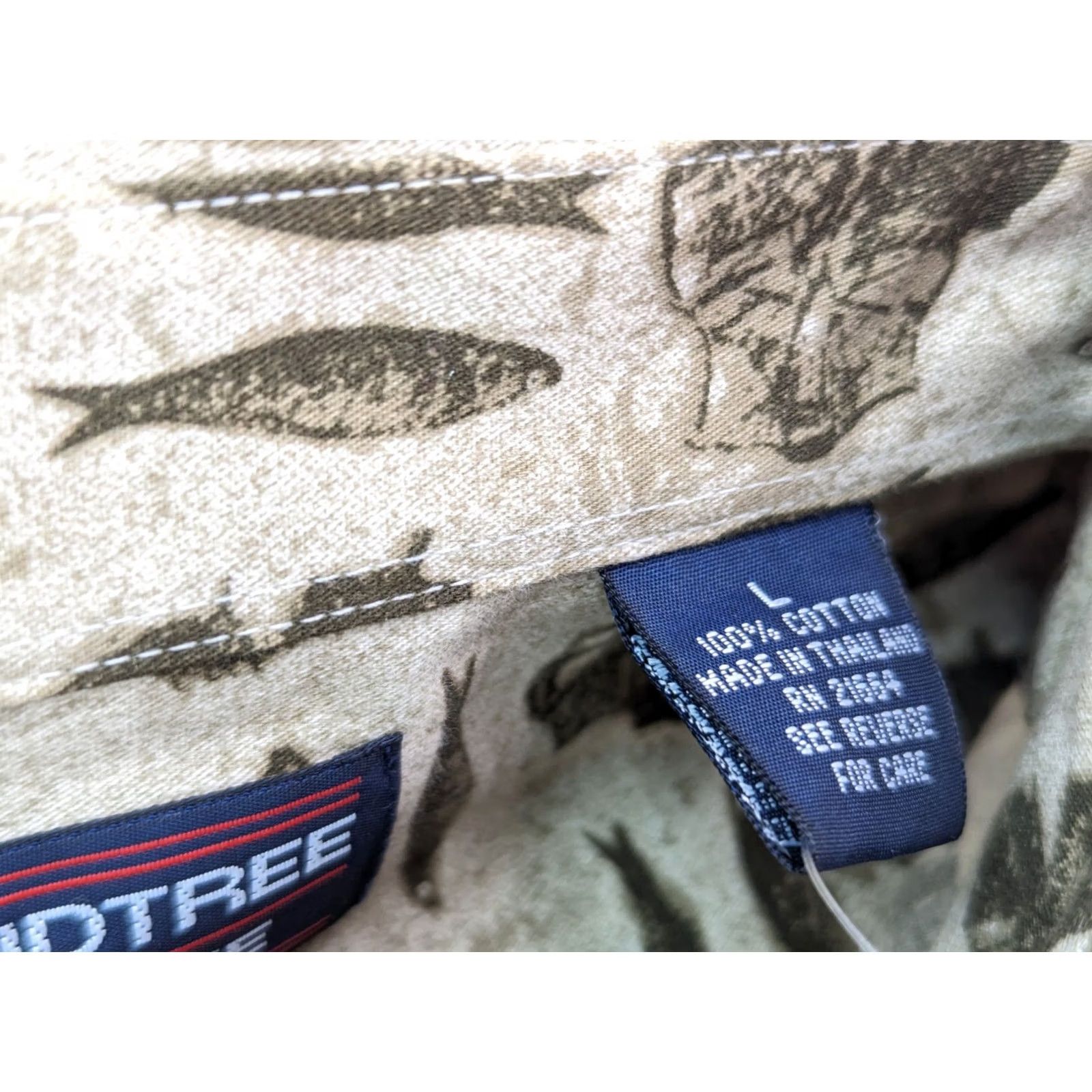 Roundtree & Yorke ROUNDtree & Yorke Fishing Themed All Over Print Shirt Men LG Beige Long Sleeve Size US L / EU 52-54 / 3 - 6 Thumbnail