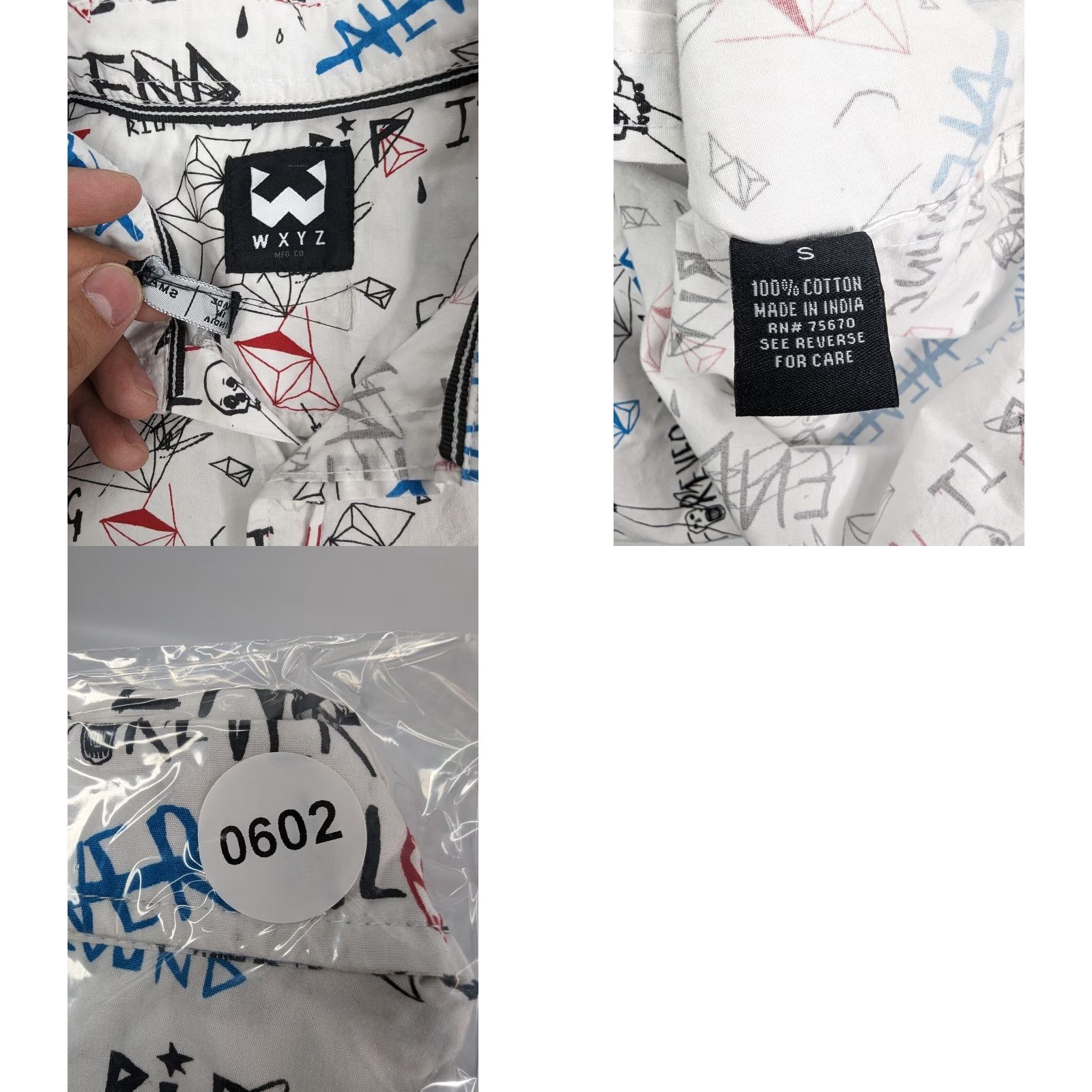 Forever 21 WXYZ Forever Young Print Button Up Short Sleeve Men’s Small 100% Cotton White Shirt Size US 29 - 8 Thumbnail