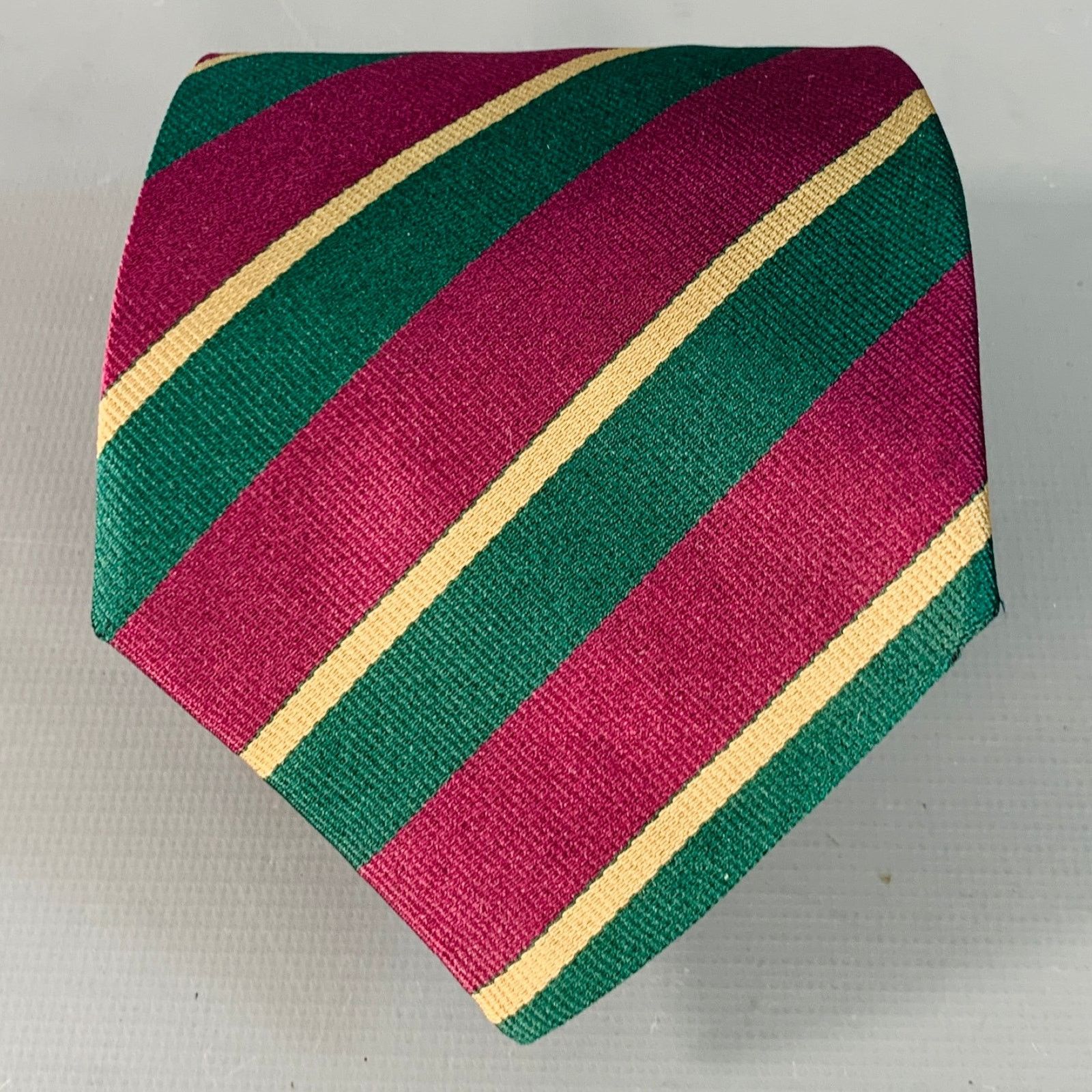 Fendi FENDI Purple Green Diagonal Stripe Silk Tie Size ONE SIZE - 1 Thumbnail