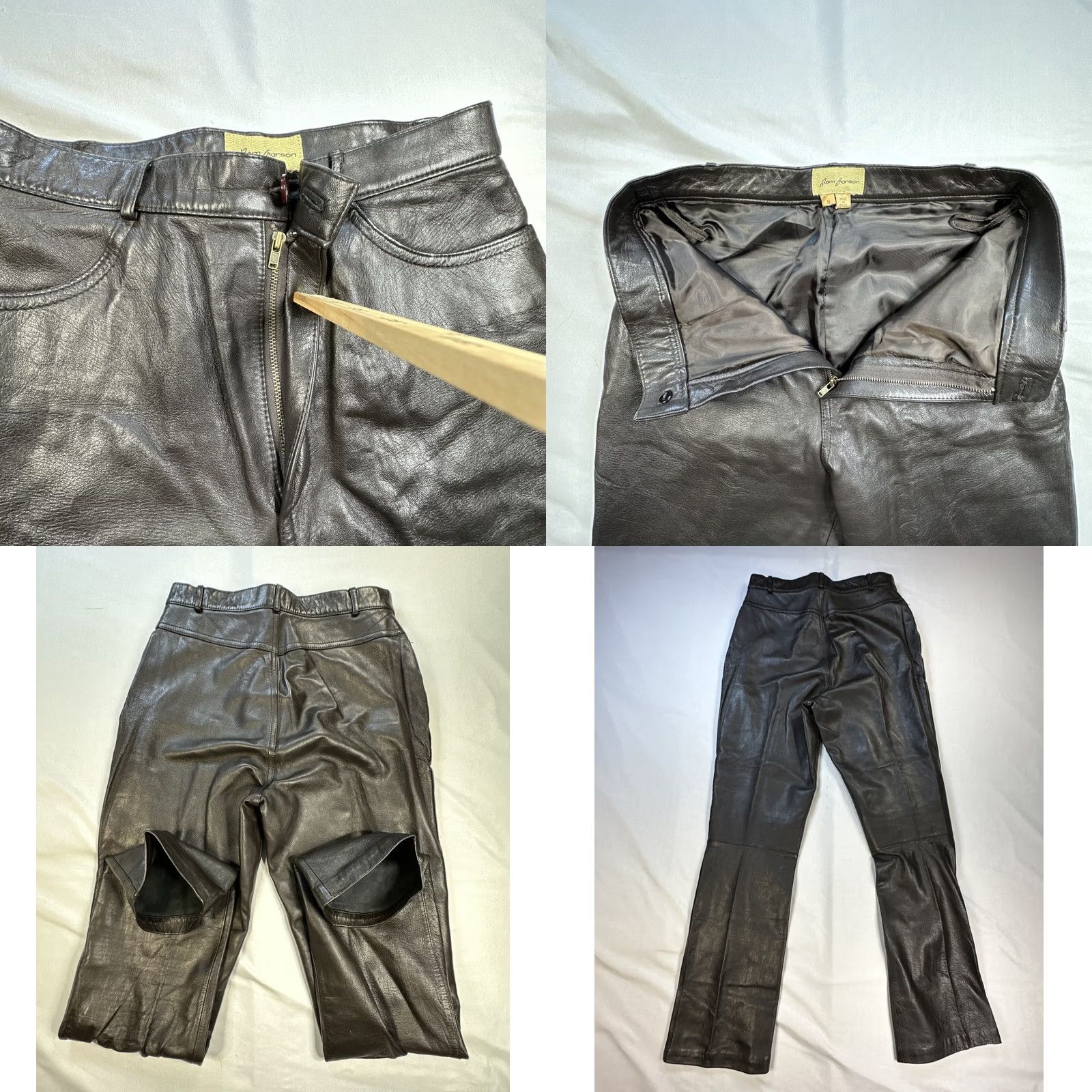 Vintage Rem Garson Women’s Pants Leather Brown Button Flat Front Size 8 Regular Size 30" / US 8 / IT 44 - 8 Thumbnail