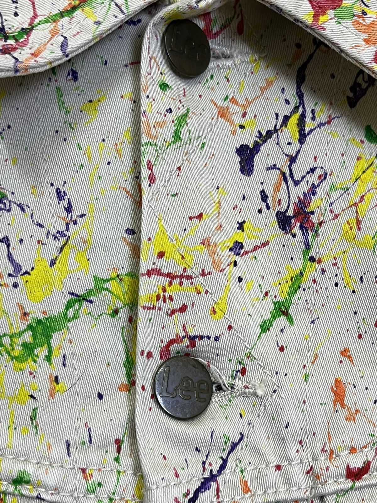 Japanese Brand VINTAGE EDWIN X LEE CUSTOM PAINT SPLATTER TRUCKER JACKET Size US L / EU 52-54 / 3 - 7 Thumbnail
