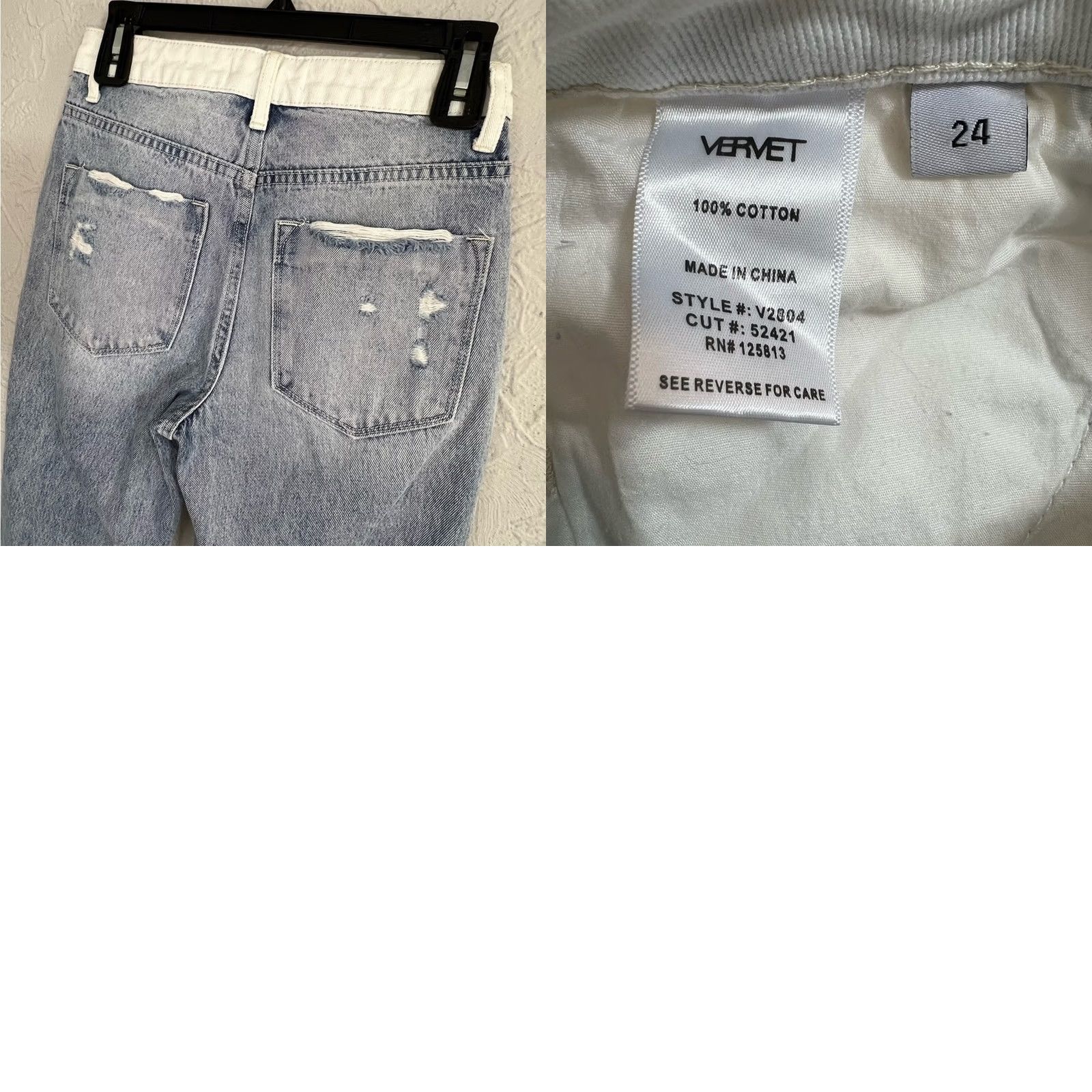 Vintage Vervet Jeans Shirt Women 24 Two Tone Distressed V2804 White Blue Two Tone Jeans Distressed Blur White Vervet Women 24 Size 42" / US 20 - 8 Thumbnail
