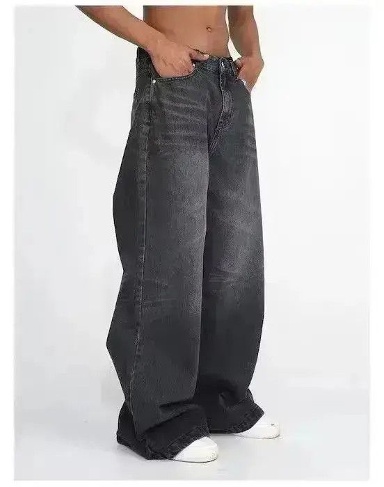 Japanese Brand Gray Washed Baggy Wide Leg Stacked Denim Jeans Size US 30 / EU 46 - 4 Thumbnail