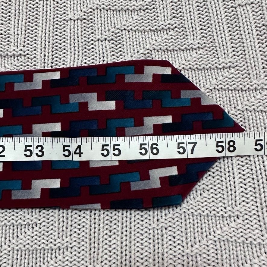 Pierre Cardin Vintage Pierre Cardin maroon geometric 80s print silk tie Size ONE SIZE - 4 Thumbnail