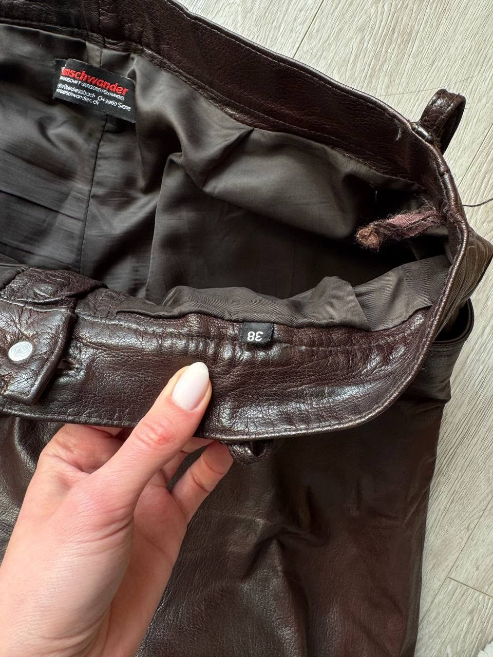 Genuine Leather × Leather Vintage Brown Leather Pants ASAP Rocky Style Moto Bike Size US 38 / EU 54 - 6 Thumbnail