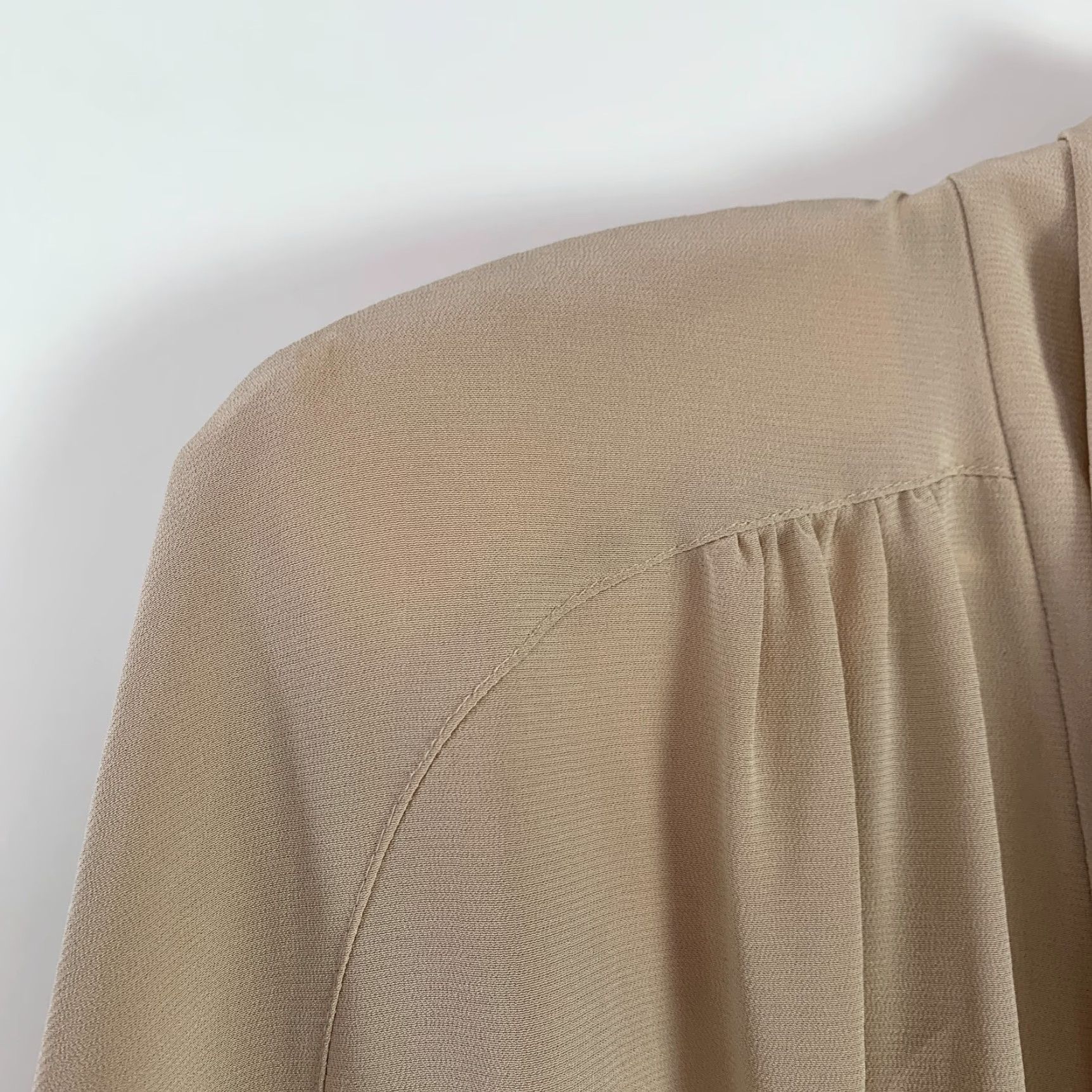 Vintage VINTAGE Adolph Schuman For Lilli Ann Tan Secretary Cocktail Dress 40" Chest 18 46" Blouson Shoulder Pads Womens Size 4XL / US 24-26 - 3 Thumbnail
