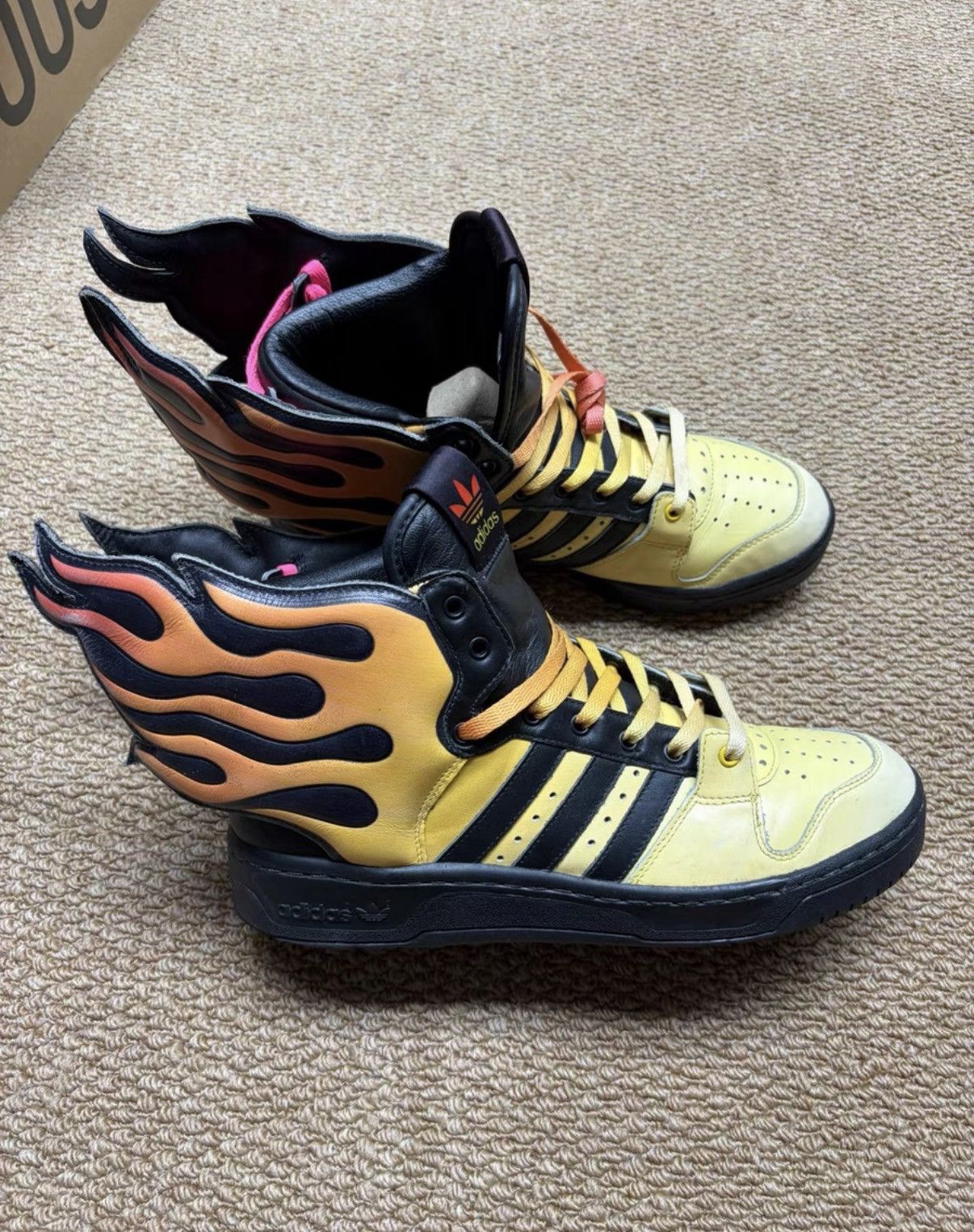 Adidas × Jeremy Scott Yellow Jeremy Scott Hi Top Sneakers | Grailed