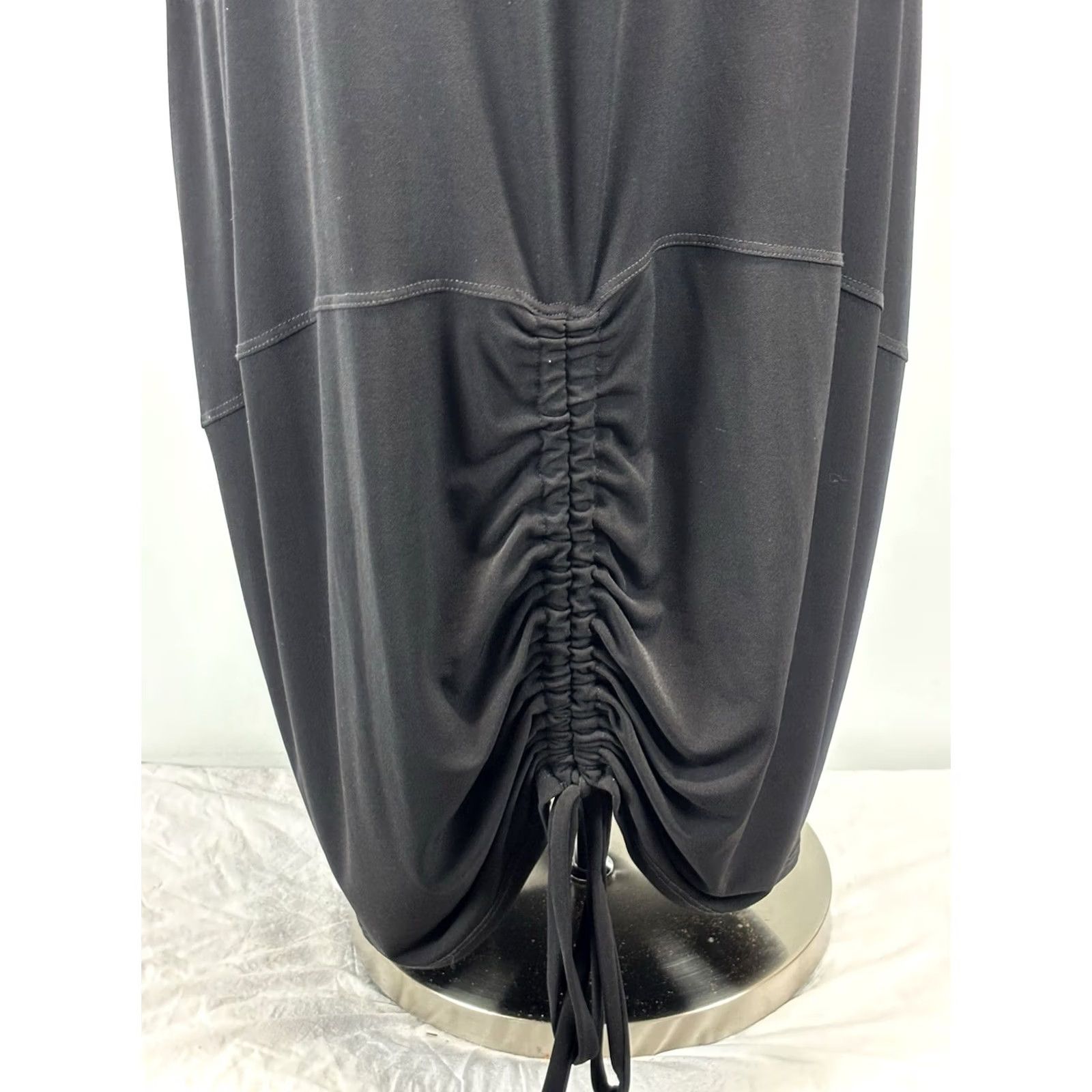Vintage IC By Connie K Minimalist Jersey Midi Balloon Dress Black Womens S Modern Draped Size S / US 4 / IT 40 - 6 Thumbnail