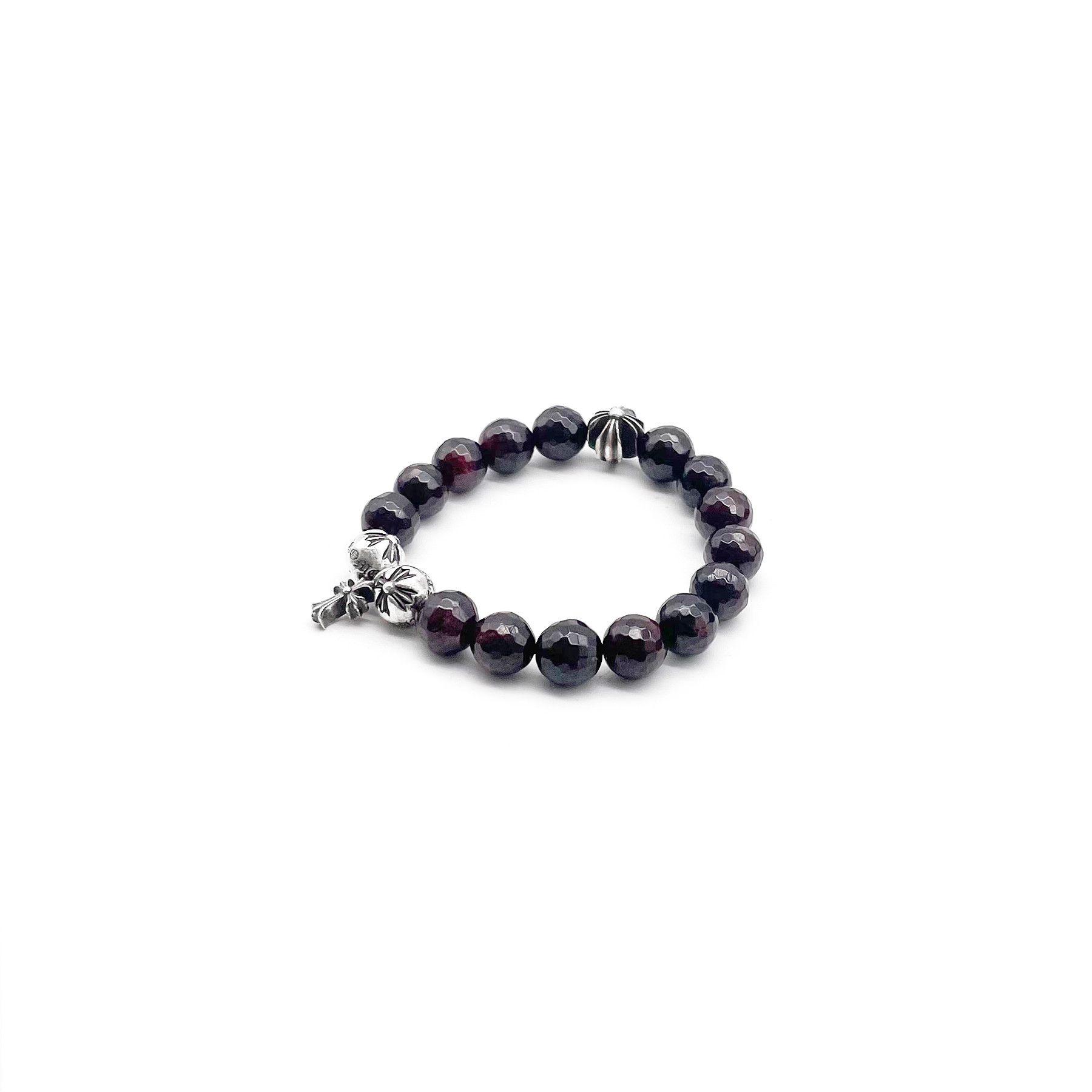 Chrome Hearts Chrome Hearts 10mm Garnet Silver Cross Beaded Bracelet Size ONE SIZE - 3 Thumbnail