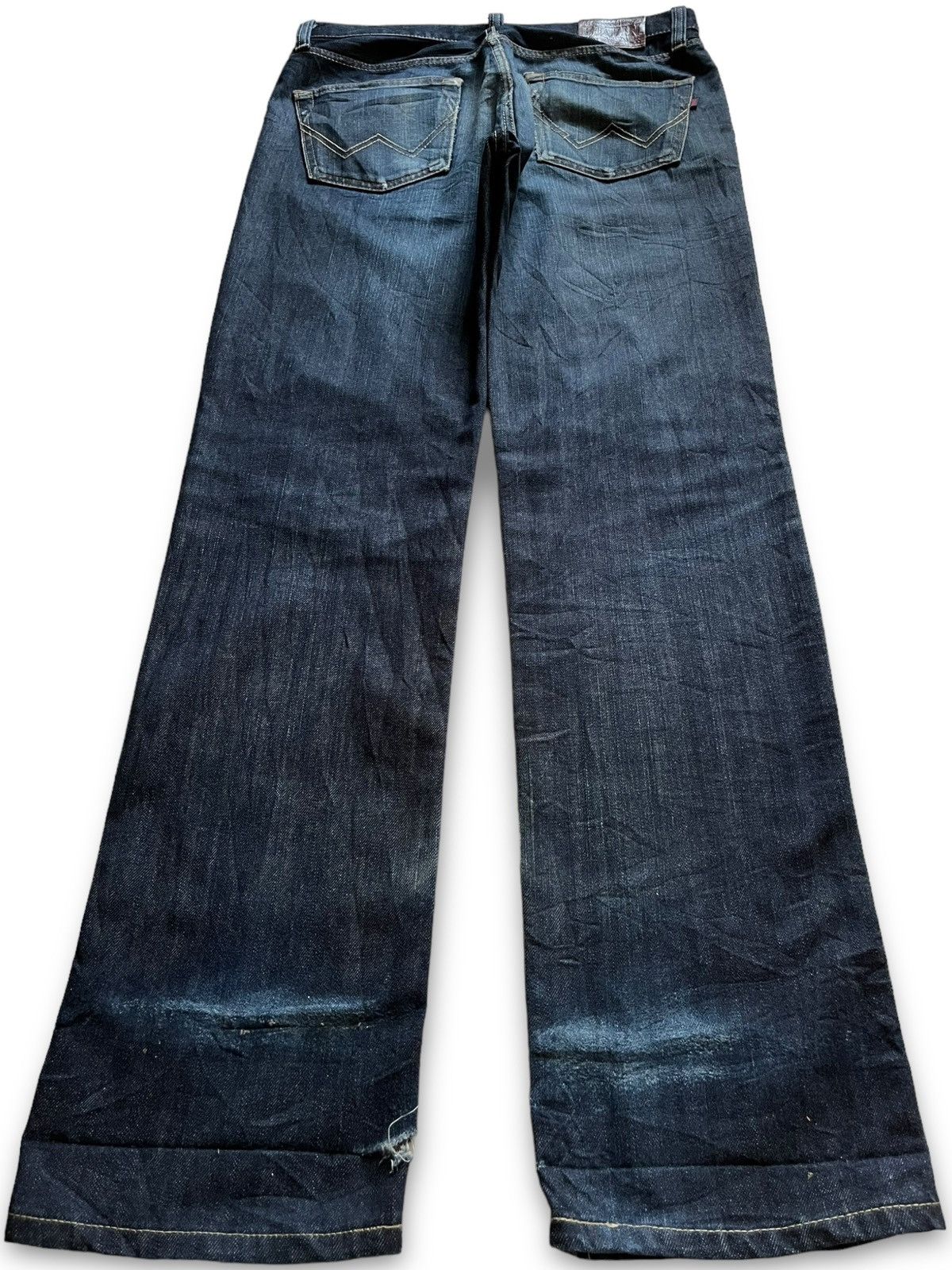 Edwin Vintage Japan Edwin 403 Indigo Distressed Loose Jeans Size US 34 / EU 50 - 2 Thumbnail