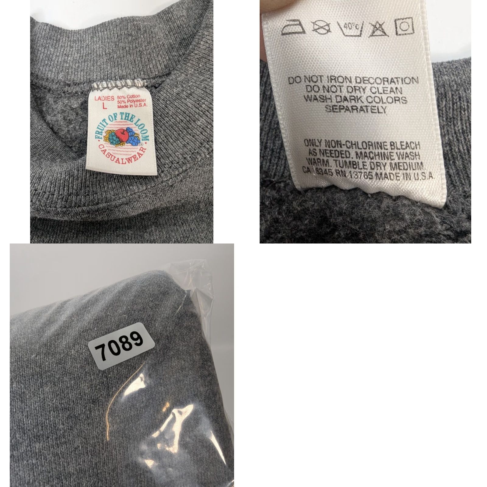 Fruit Of The Loom VINTAGE Fruit of the Loom Sweatshirt Gray Pullover Ladies Size L 90s Activewear Crew Neck Cotton Blend Sweatshirt Womens Size L / US 10 / IT 46 - 8 Thumbnail