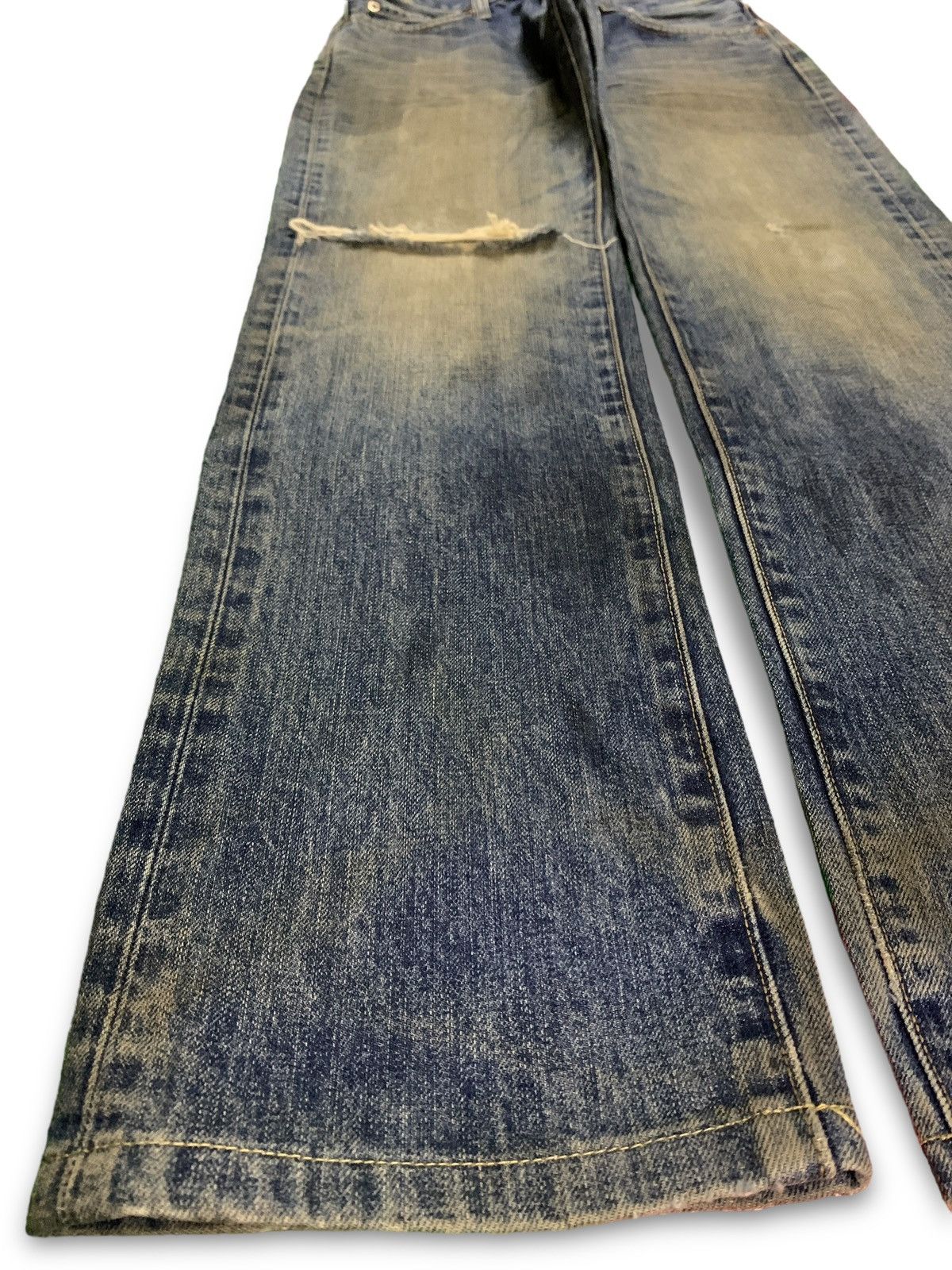 Japanese Brand × Uniqlo Vintage Japanese Uniqlo Mud Wash Distressed Loose Jeans Size US 29 - 6 Thumbnail