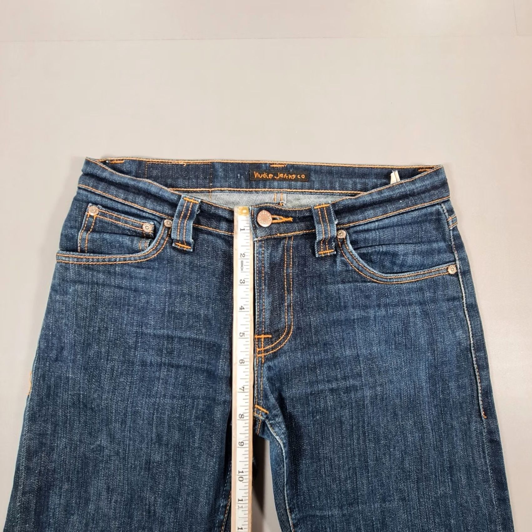 Denime Nudie Womens Jeans Blue W29 L33 Super Slim Fit Stretch Denim Low Rise Jeans Womens Slim Blue 90s? Size 29" - 6 Thumbnail