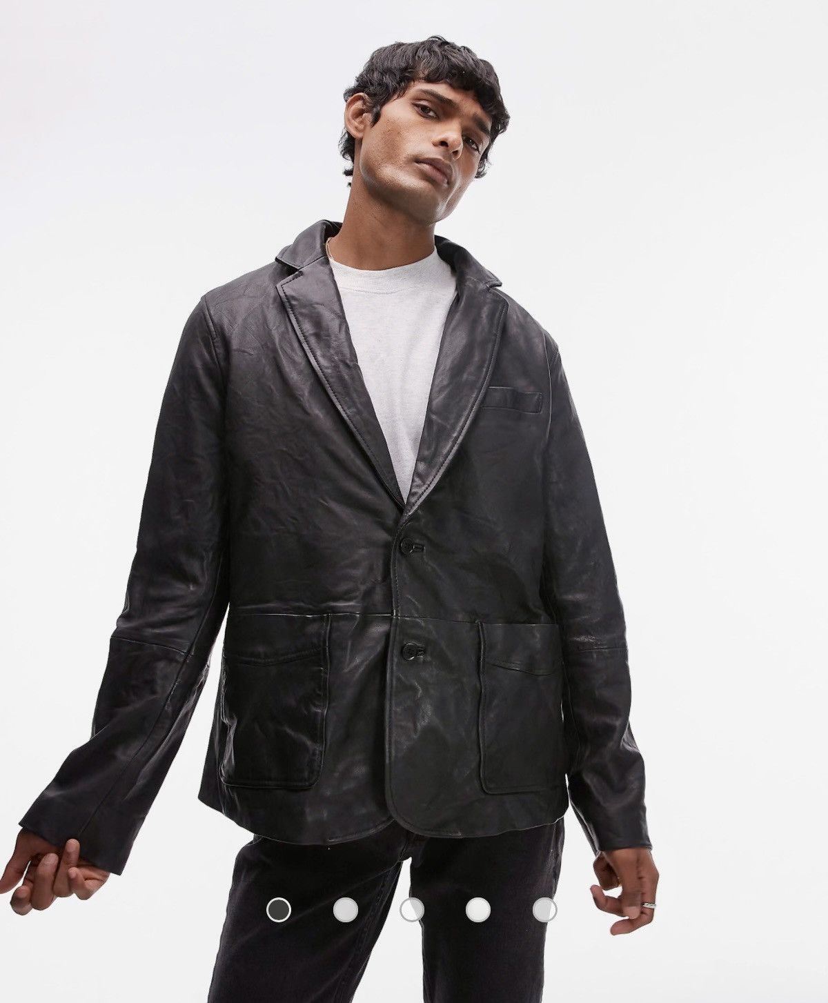 Allsaints AllSaints Black Leather Blazer Jacket Size L Size US L / EU 52-54 / 3 - 1 Thumbnail