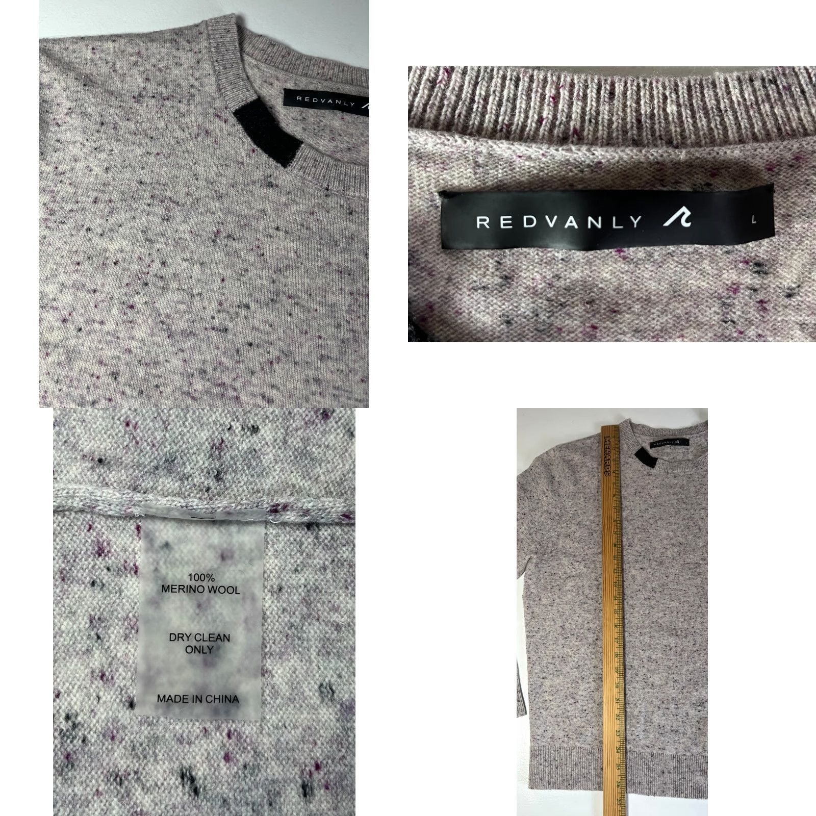 Vintage VINTAGE Redvanly Men's Gray Purple Merino Wool Crewneck Sweater L Pullover Knit 100% Merino Wool Classic Winter Casual Mens Size US L / EU 52-54 / 3 - 8 Thumbnail