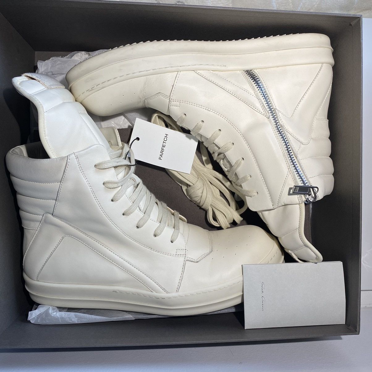 Rick Owens Off-White Porterville Geobaskets (Triple Milk) Size US 12 / EU 45 - 7 Thumbnail