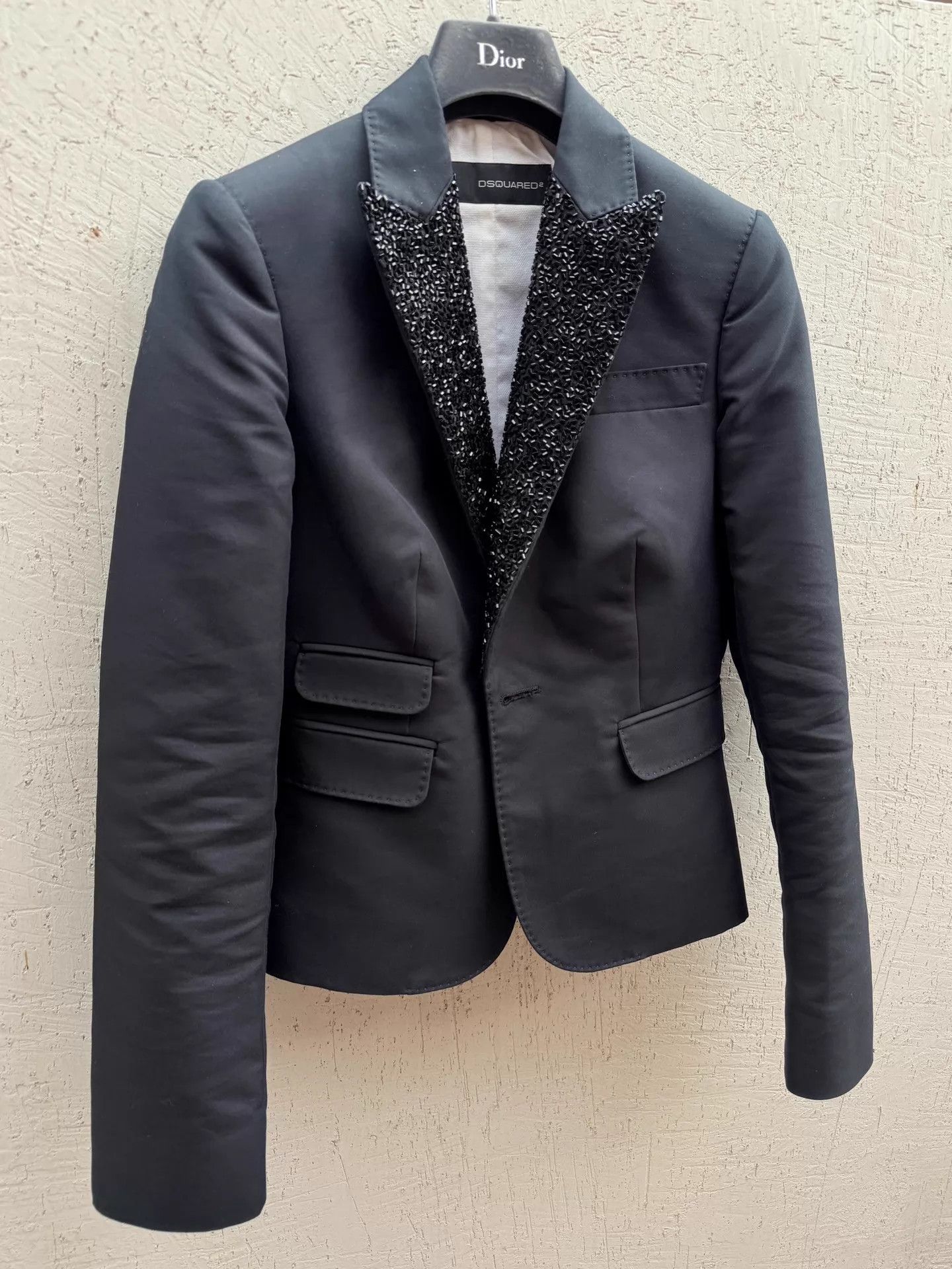 Dsquared2 Dsquared² Black Sequin Collar Slim Fit Blazer 40 Size S / US 4 / IT 40 - 1 Thumbnail