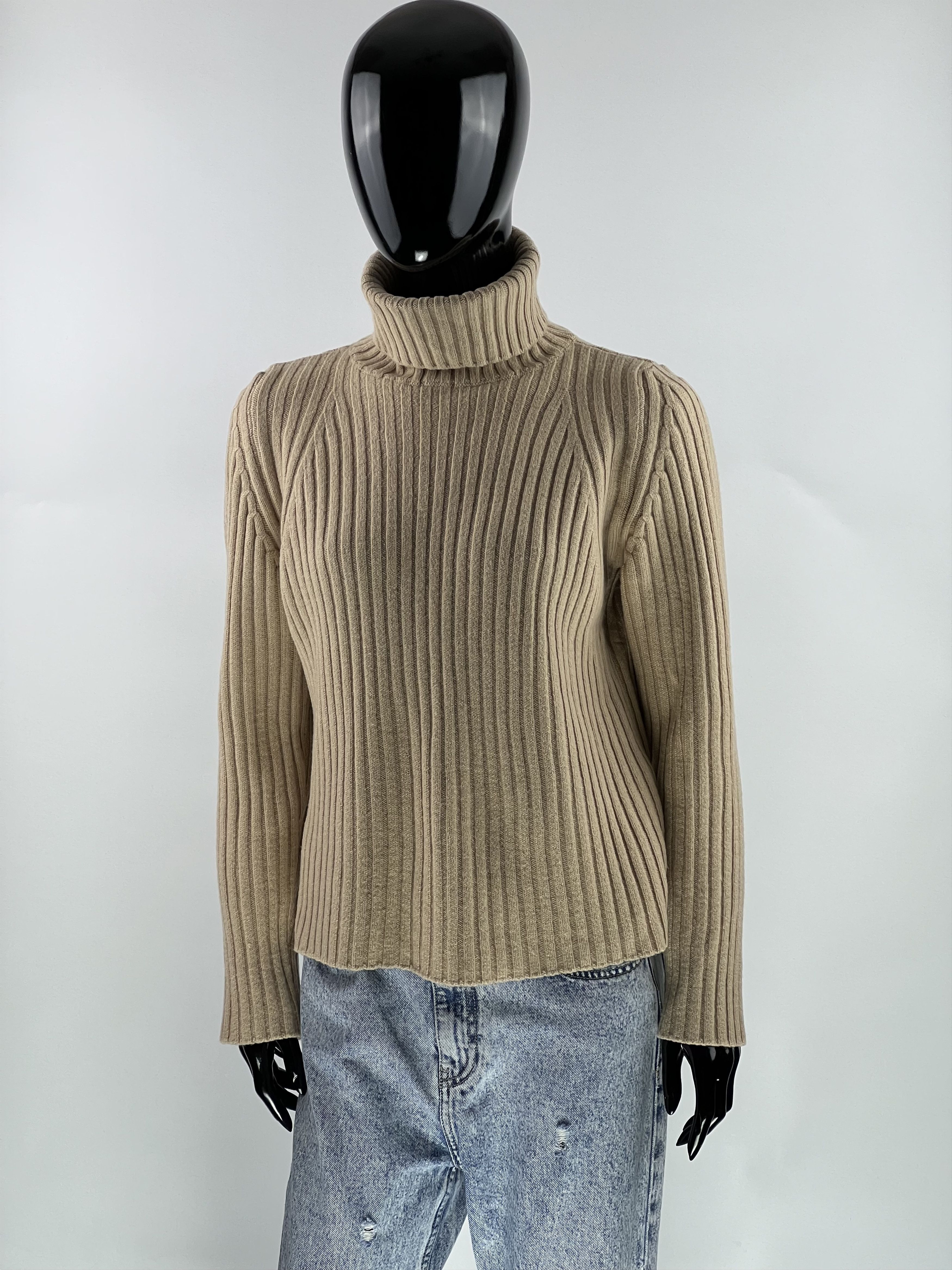 Designer × Vintage Georges Rech Vtg 100% Merino Wool Ribbed Turtleneck Sweater Size S / US 4 / IT 40 - 1 Thumbnail