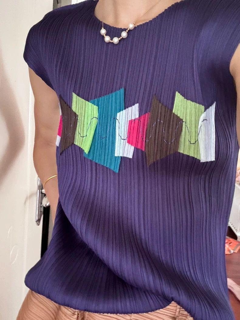 Issey Miyake Issey Miyake Purple patchwork vest Size L / US 10 / IT 46 - 1 Thumbnail