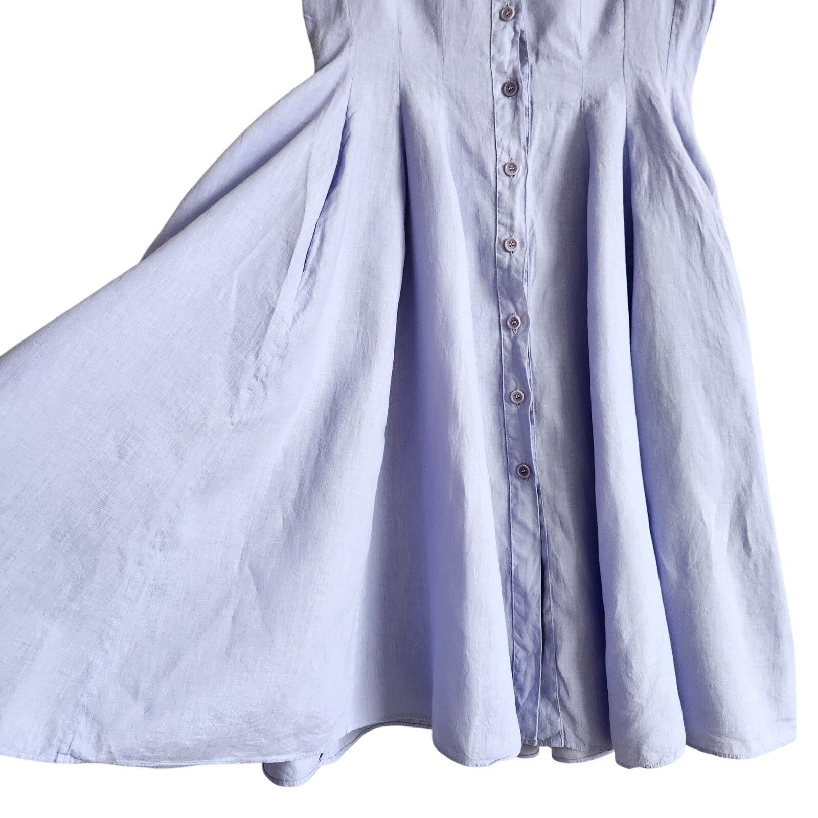 Aspesi Aspesi Women Lilac Linen Flare Midi Dress Size EU 44 / L Size L / US 10 / IT 46 - 3 Thumbnail