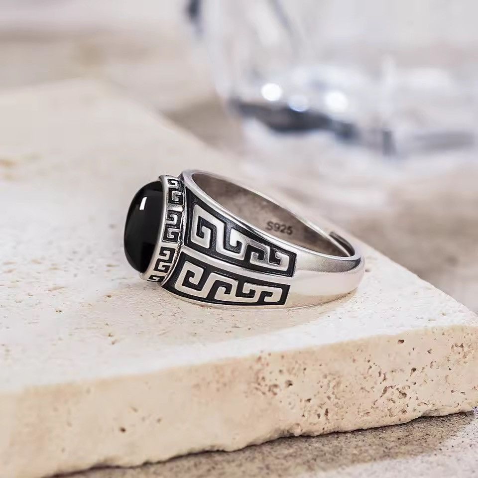 Sterling Silver Natural Black Onyx Ring Size ONE SIZE - 3 Thumbnail