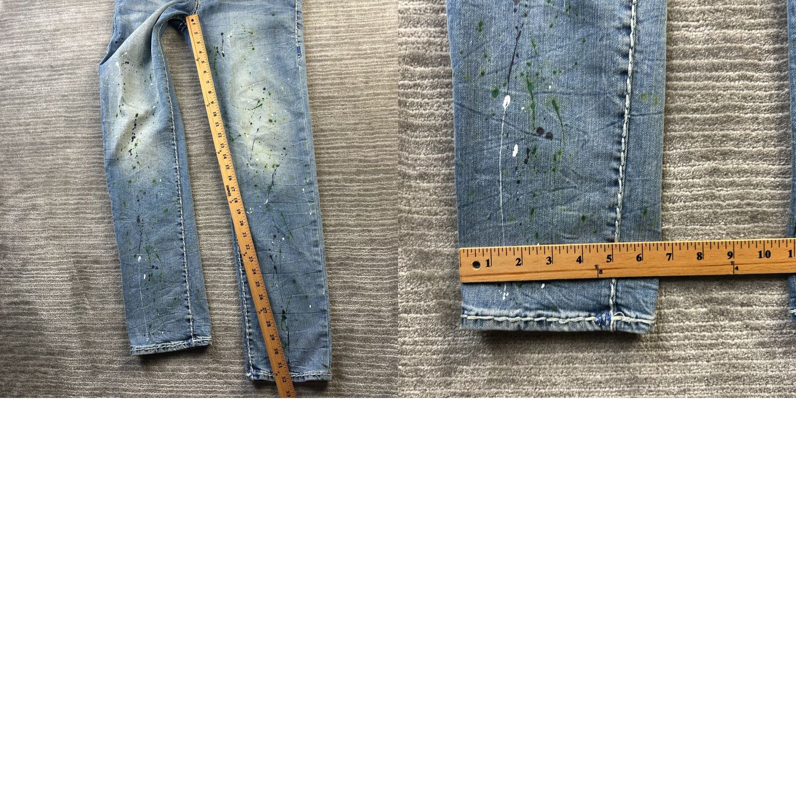 True Religion True Religion Jeans Mens 31 Rocco Relaxed Skinny Thick Stitch Paint Splatter Size US 31 - 9 Thumbnail