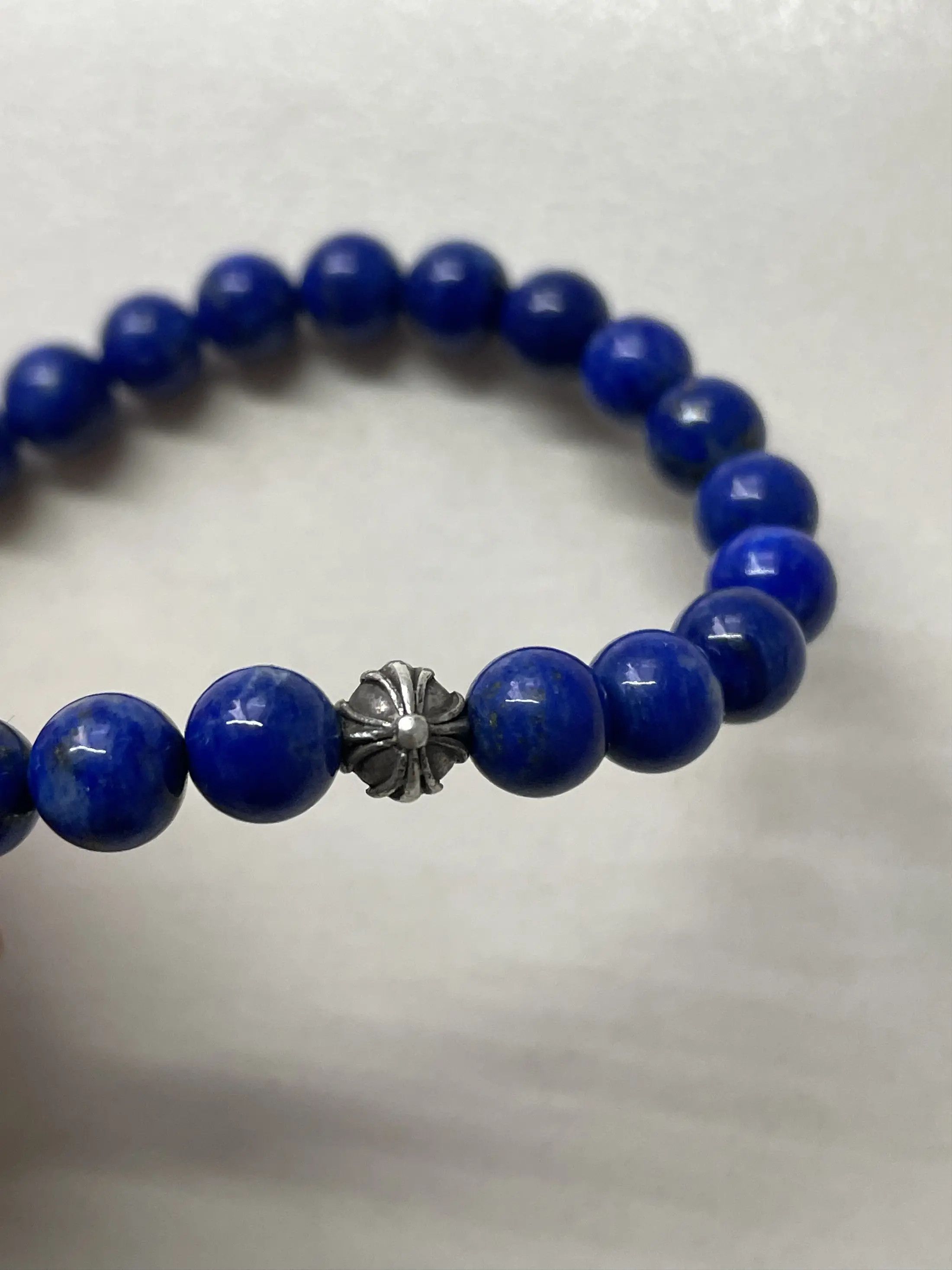 Chrome Hearts Chrome Hearts 6mm Blue Silver Cross Ball Beaded Bracelet Size ONE SIZE - 6 Thumbnail