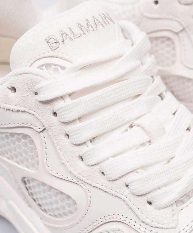 Balmain o1s1wg110925 By B East Logo Embroidery Sneakers in White Size US 6 / IT 36 - 5 Thumbnail