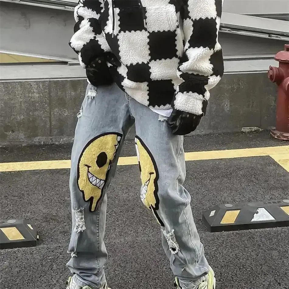 Japanese Brand Asymmetric ripped jeans holes baggy y2k K pop Harajuku Size US 30 / EU 46 - 3 Thumbnail