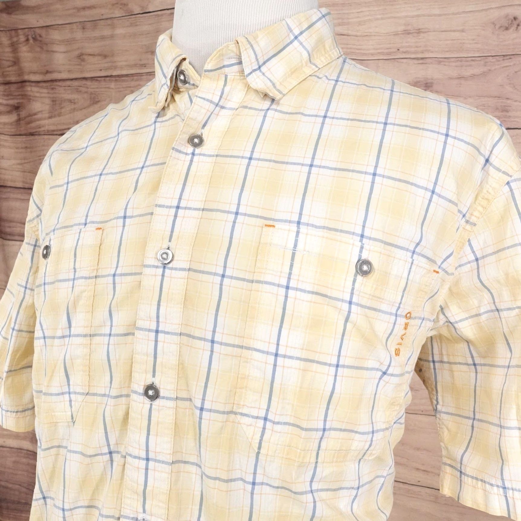 Orvis Orvis Shirt Mens XL Yellow Plaid Active Fit Short Sleeve Button Front Casual Size US XL / EU 56 / 4 - 2 Thumbnail