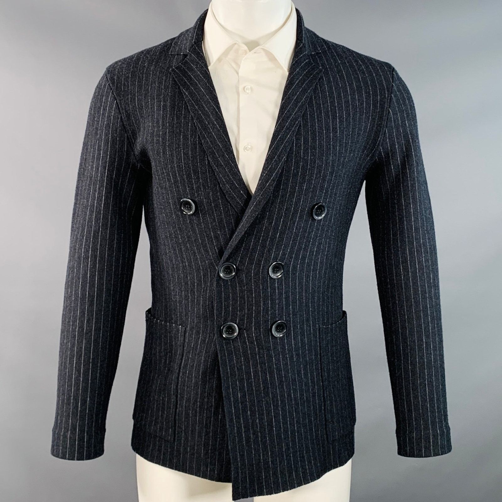 Emporio Armani AND OF OUTSIDERS Charcoal Breasted Notch Lapel Coat Size 36R - 1 Thumbnail