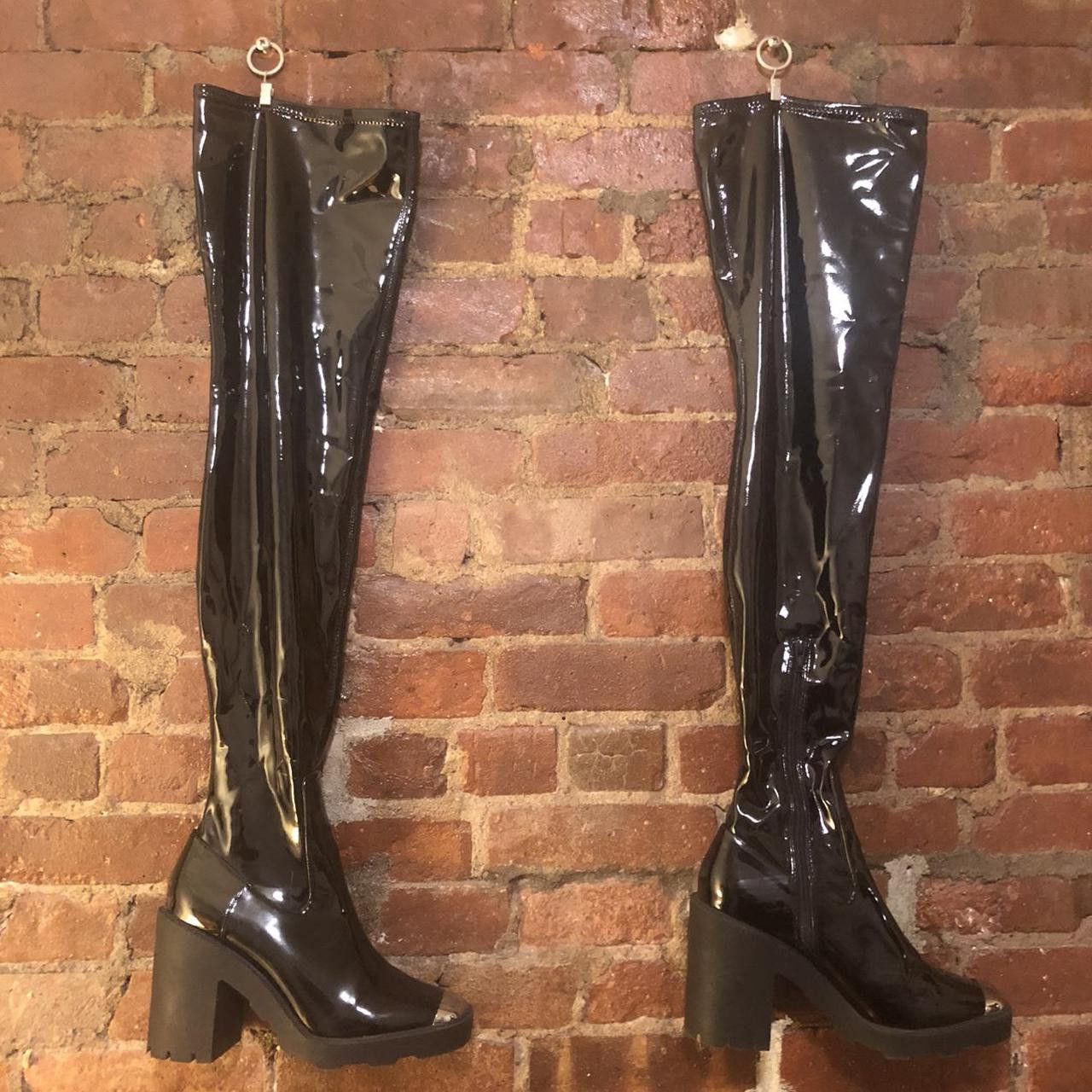 Asos 🔥 Bad Bitch Shiny Patent Thigh Boots 🔥. Size US 9.5 / IT 39.5 - 2 Thumbnail