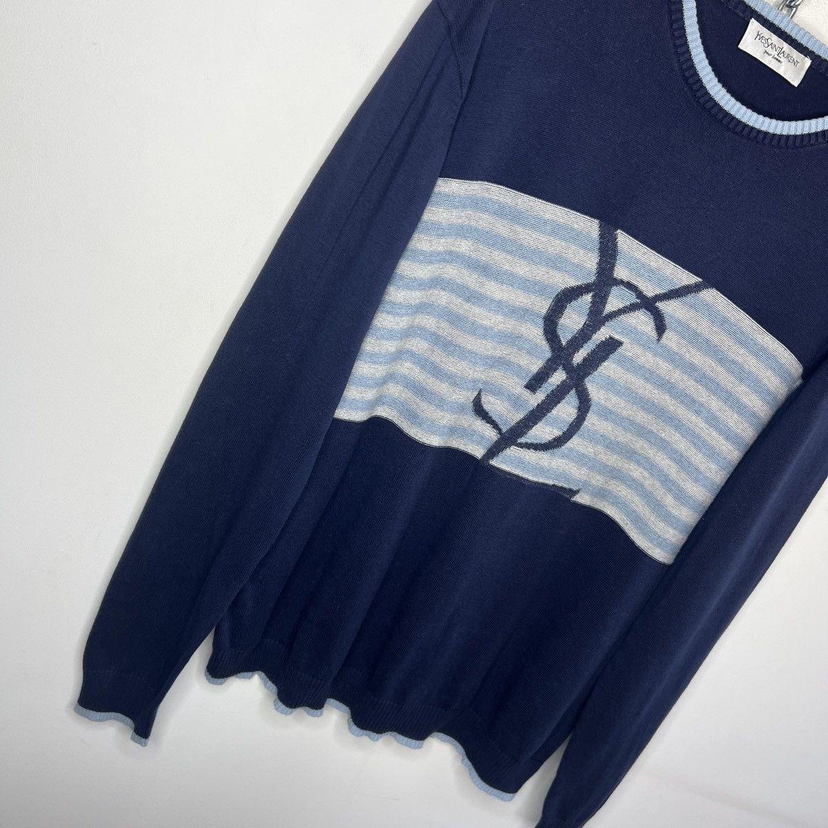 Yves Saint Laurent Yves Saint Laurent YSL Big Logo Knit Sweater Pullover Size US M / EU 48-50 / 2 - 3 Thumbnail