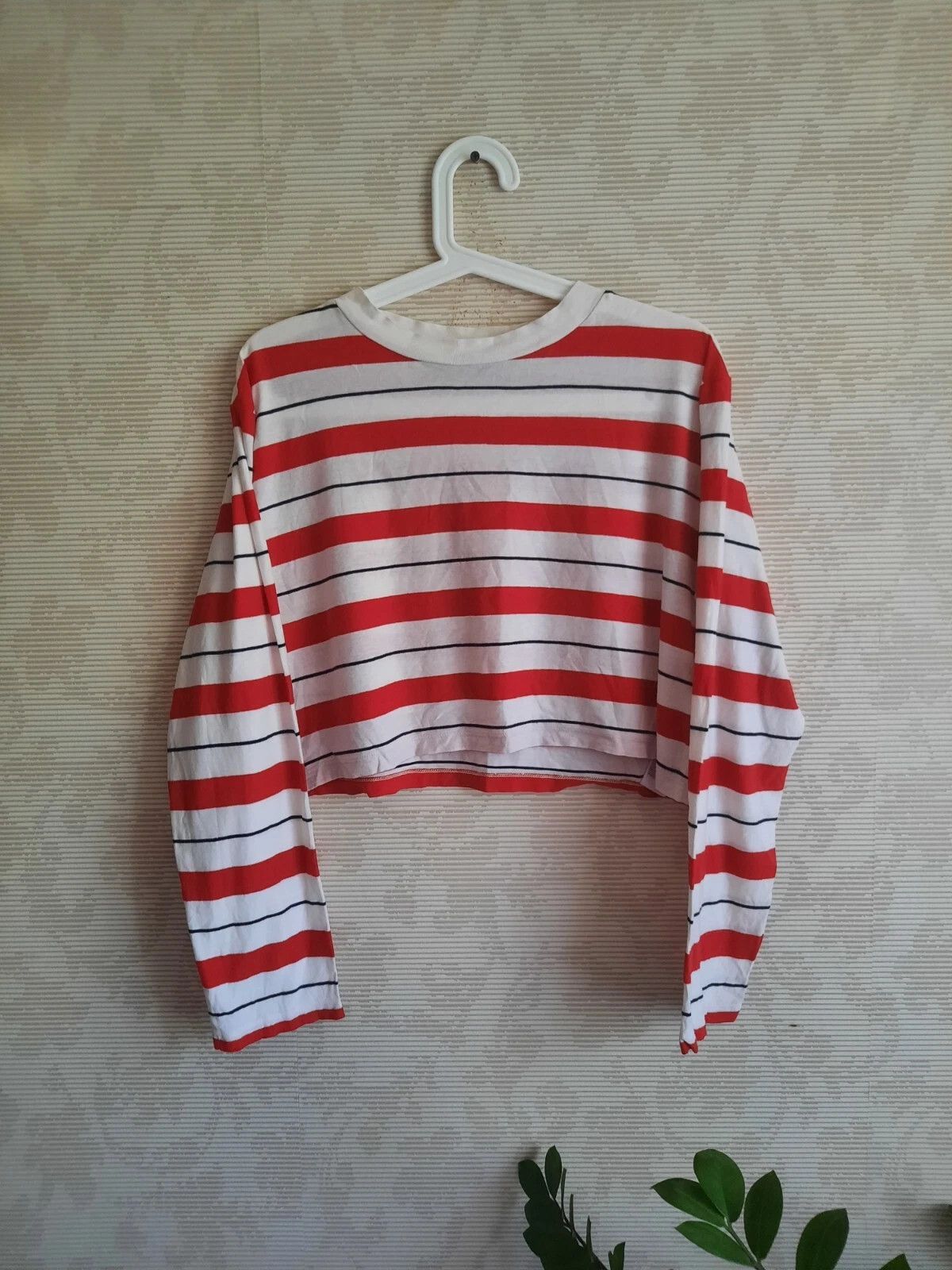 Allsaints AllSaints Benno Crop Long Sleeve Stripe T-Shirt Cotton Small Size S / US 4 / IT 40 - 2 Thumbnail