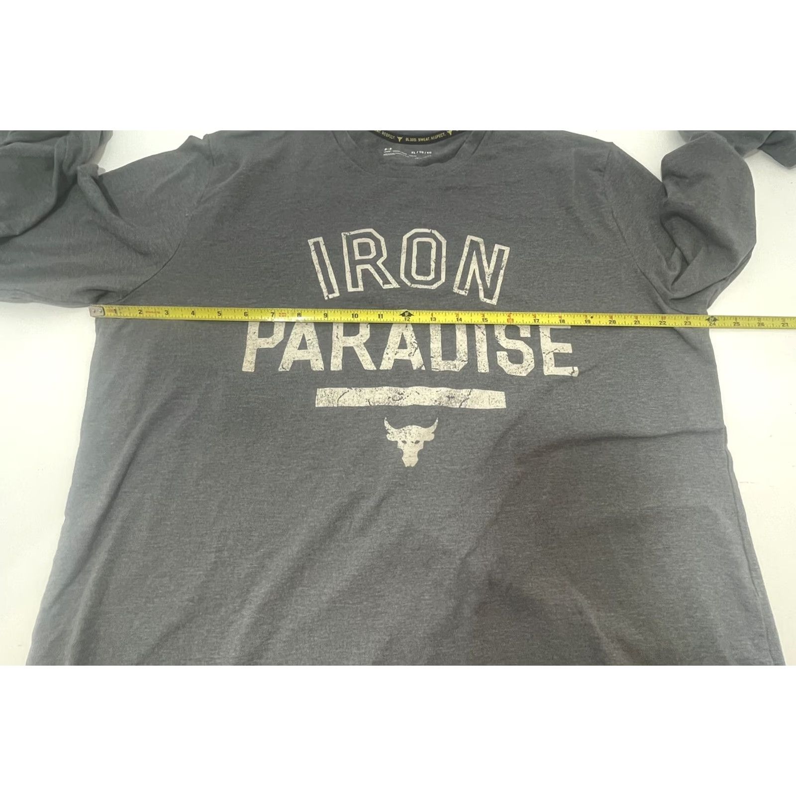 Under Armour Under Armour Shirt Men XL Long Sleeve HeatGear Gray Iron Paradise The Rock Logo Crew Neck Sports Gym Activewear Size US XL / EU 56 / 4 - 4 Thumbnail