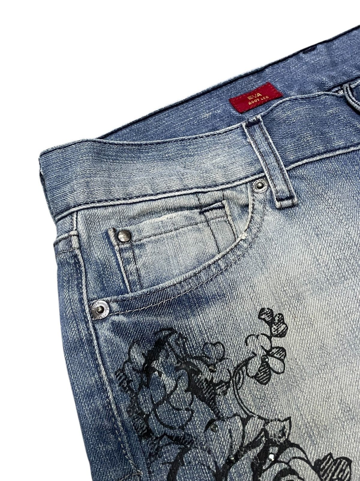 Express × Hysteric Glamour × Japanese Brand Express Jeans Tattoo Wings Tribal Flare Boot Cut Jeans Size US 30 / EU 46 - 12 Thumbnail