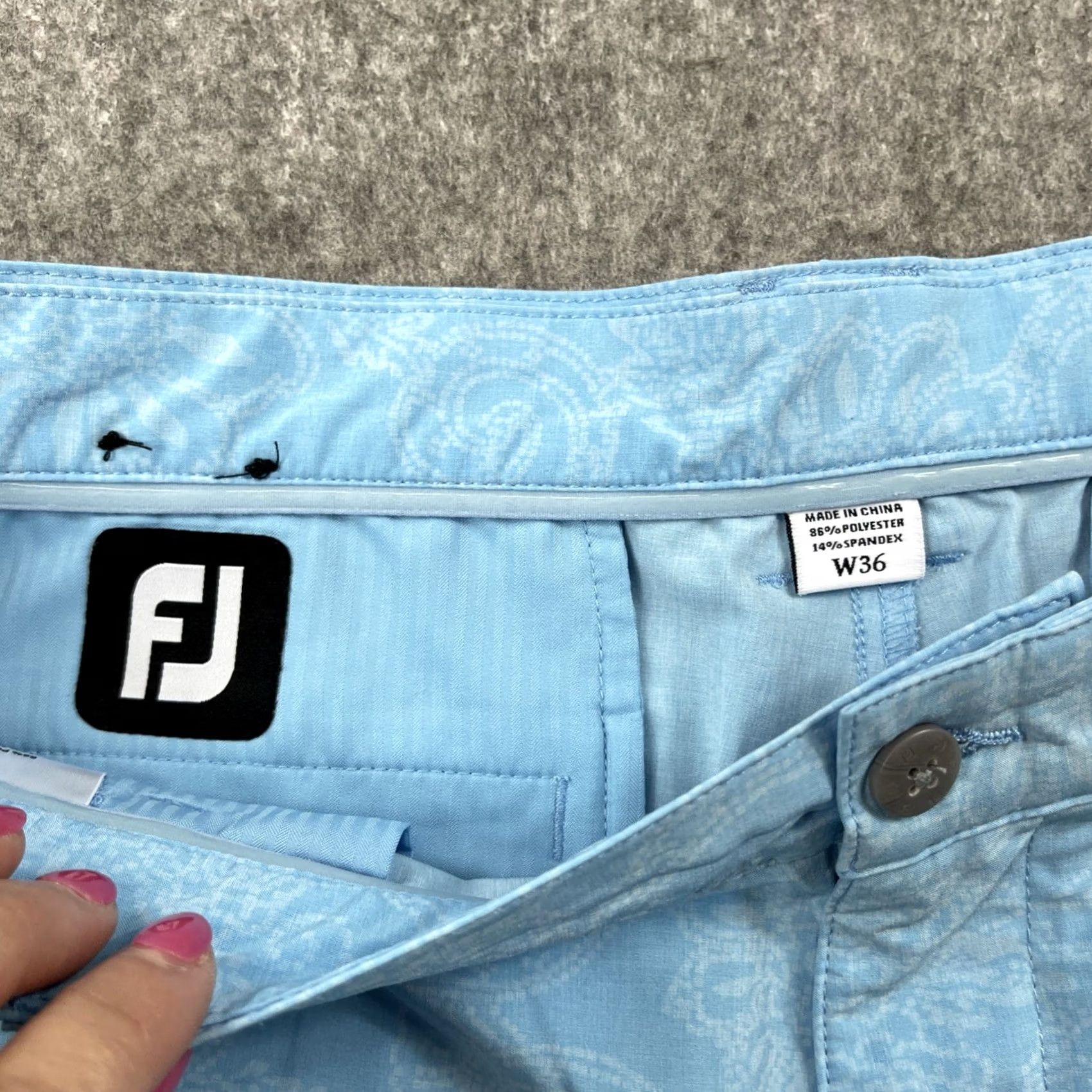 Footjoy FootJoy Shorts Mens 36 Blue Batik Print Performance Paisley Golf Coastal Size US 36 / EU 52 - 6 Thumbnail