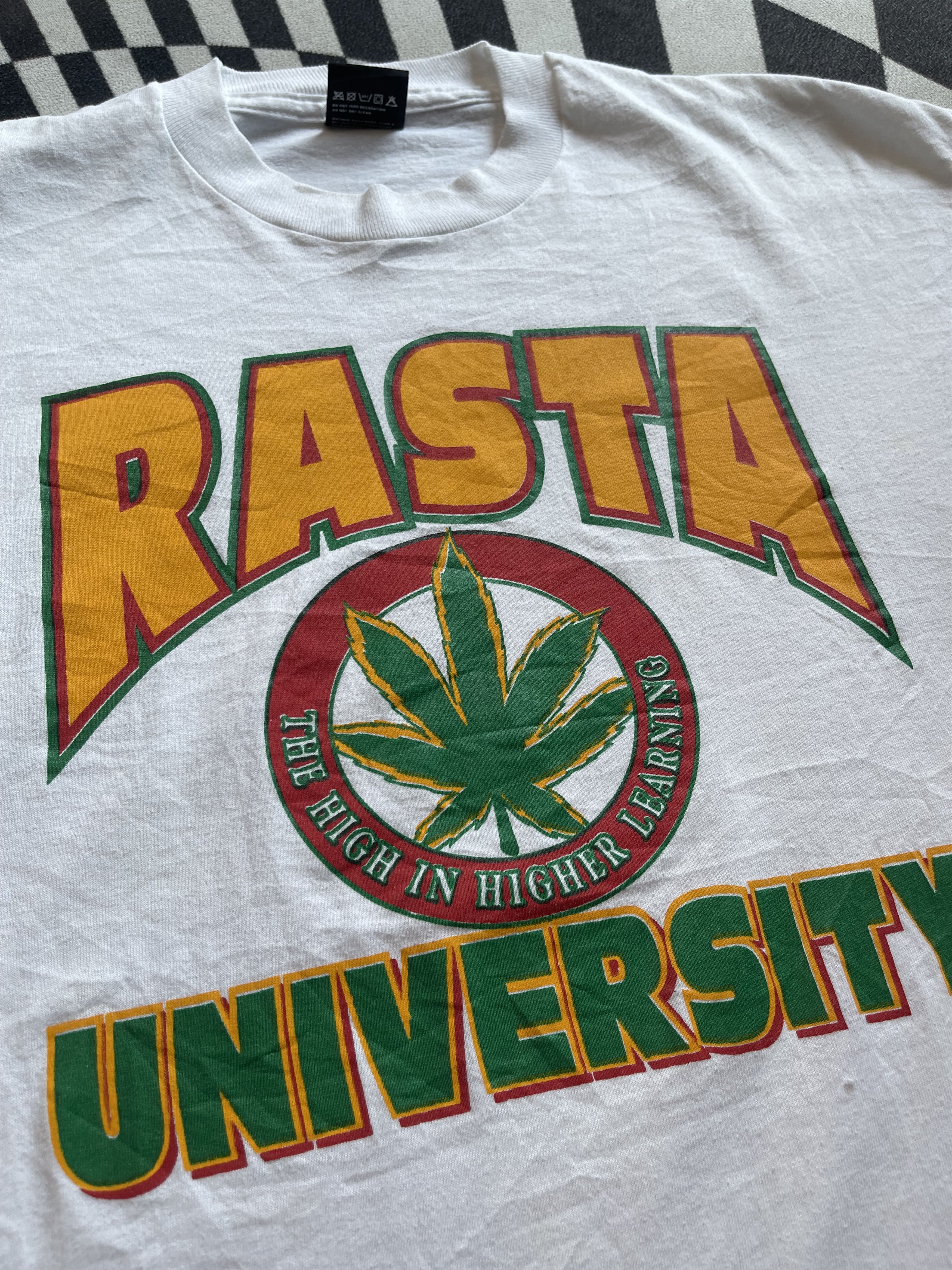 Vintage Vintage 90s Rasta University "High In Higher Learning" Tee Size US XL / EU 56 / 4 - 3 Thumbnail