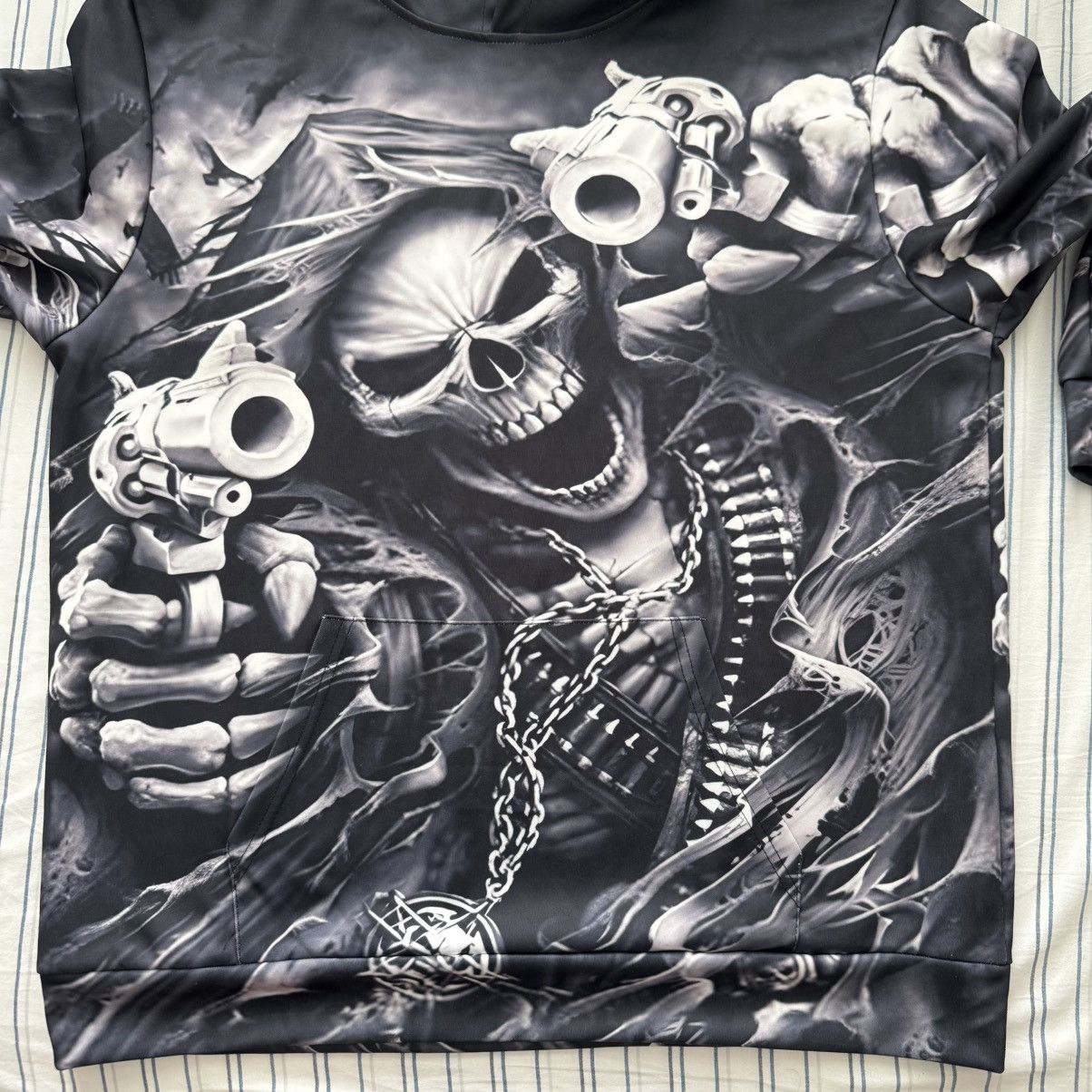 Band Tees Unbranded Unisex Reaper Hoodie Black 3D Graphic Guns Print Size US L / EU 52-54 / 3 - 11 Thumbnail