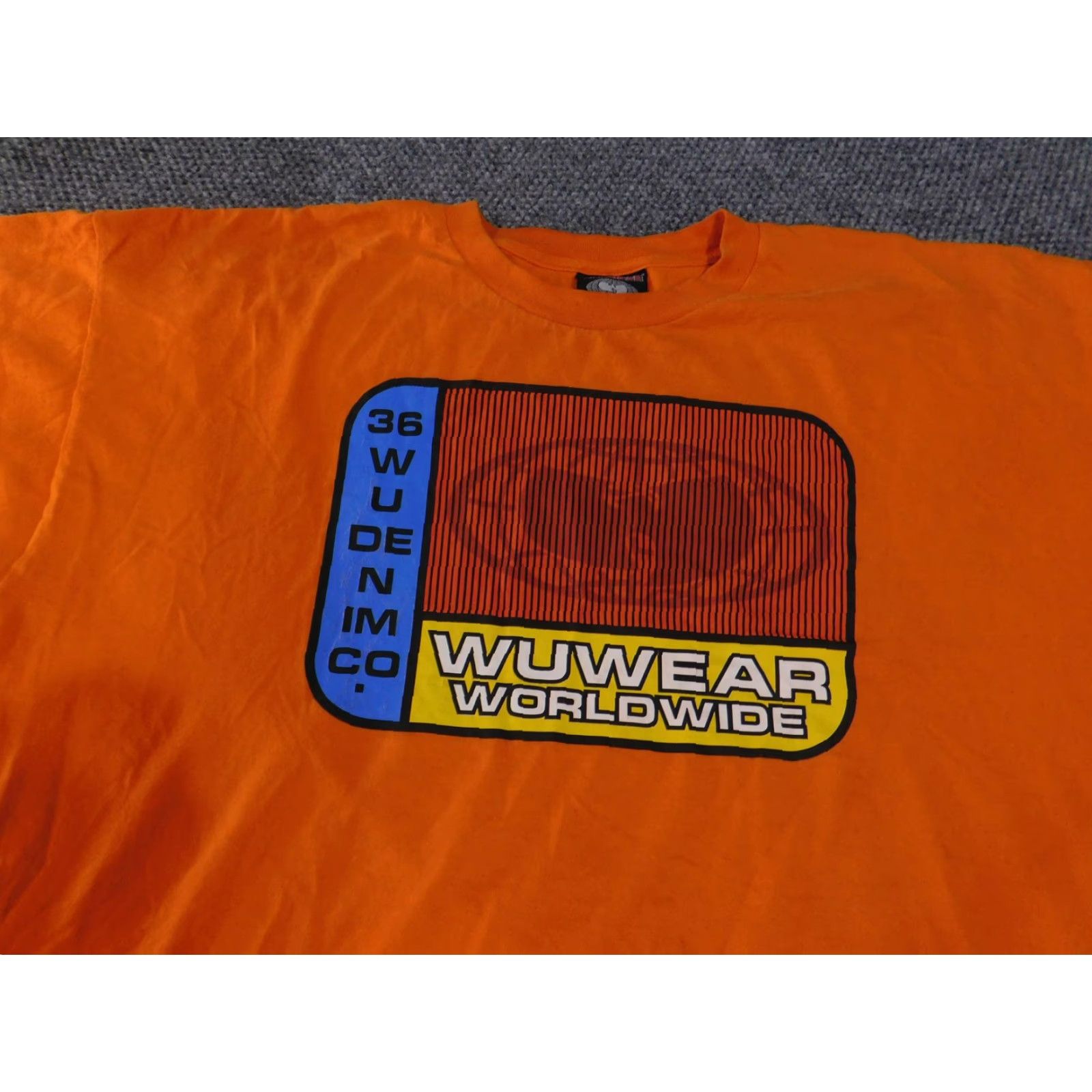 Vintage VINTAGE Wu Wear Shirt Mens XL Orange Graphic Tee Hip Hop 90s Wu Denimes Co WU DENIM CO. (Note: cannot add new info) Size US XL / EU 56 / 4 - 6 Thumbnail
