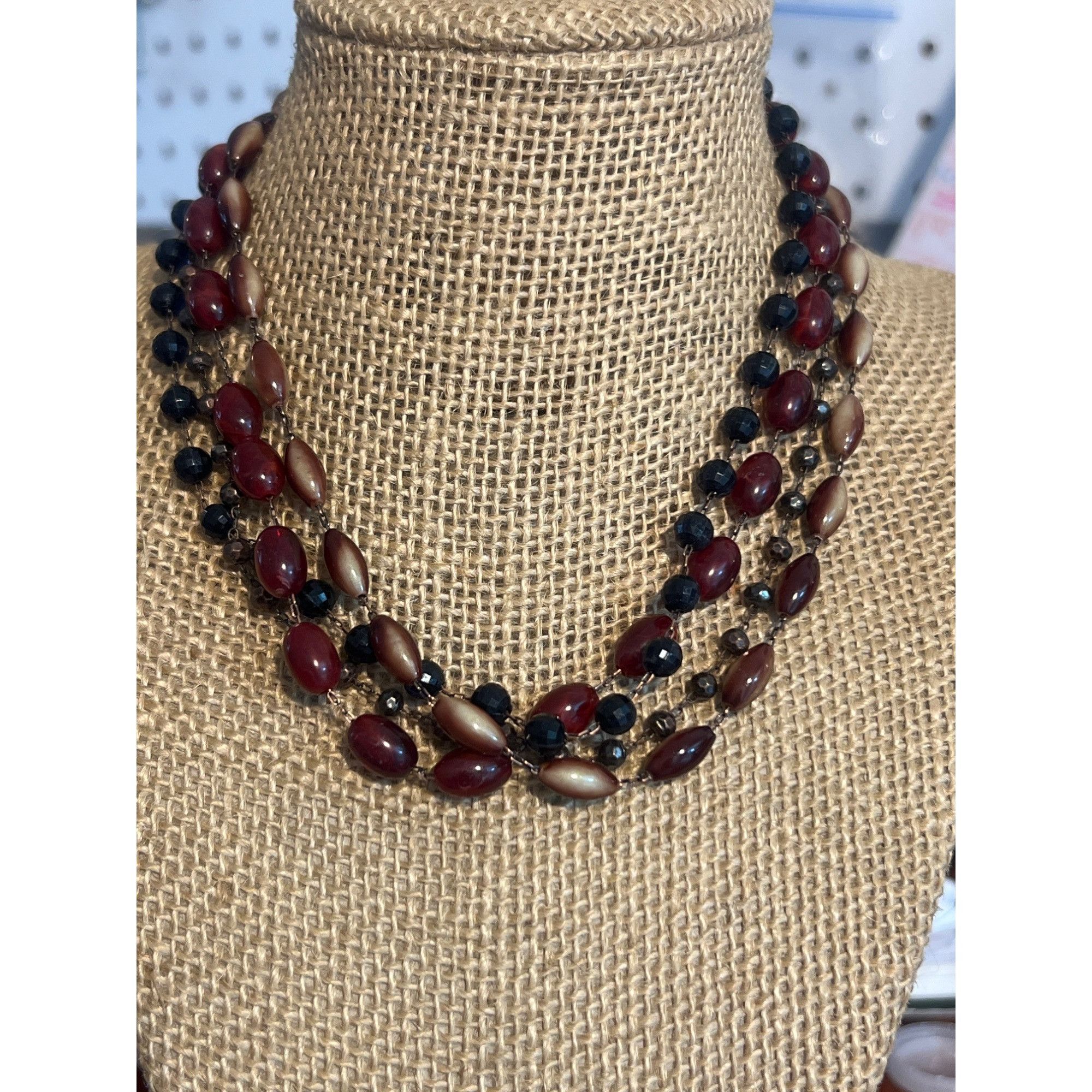 Other Vtg 70s Multi 4 Strand Necklace Copper Chain Acrylic Beads C Size ONE SIZE - 1 Thumbnail