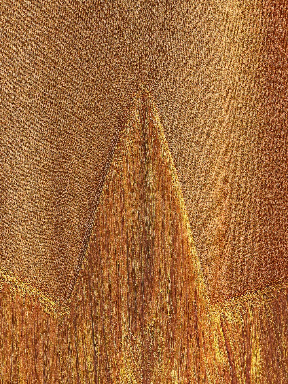 Bottega Veneta o1bcso1str0225 Fringed Hem Lurex Ribbed Midi Skirt Mustard Size 30" / US 8 / IT 44 - 5 Thumbnail