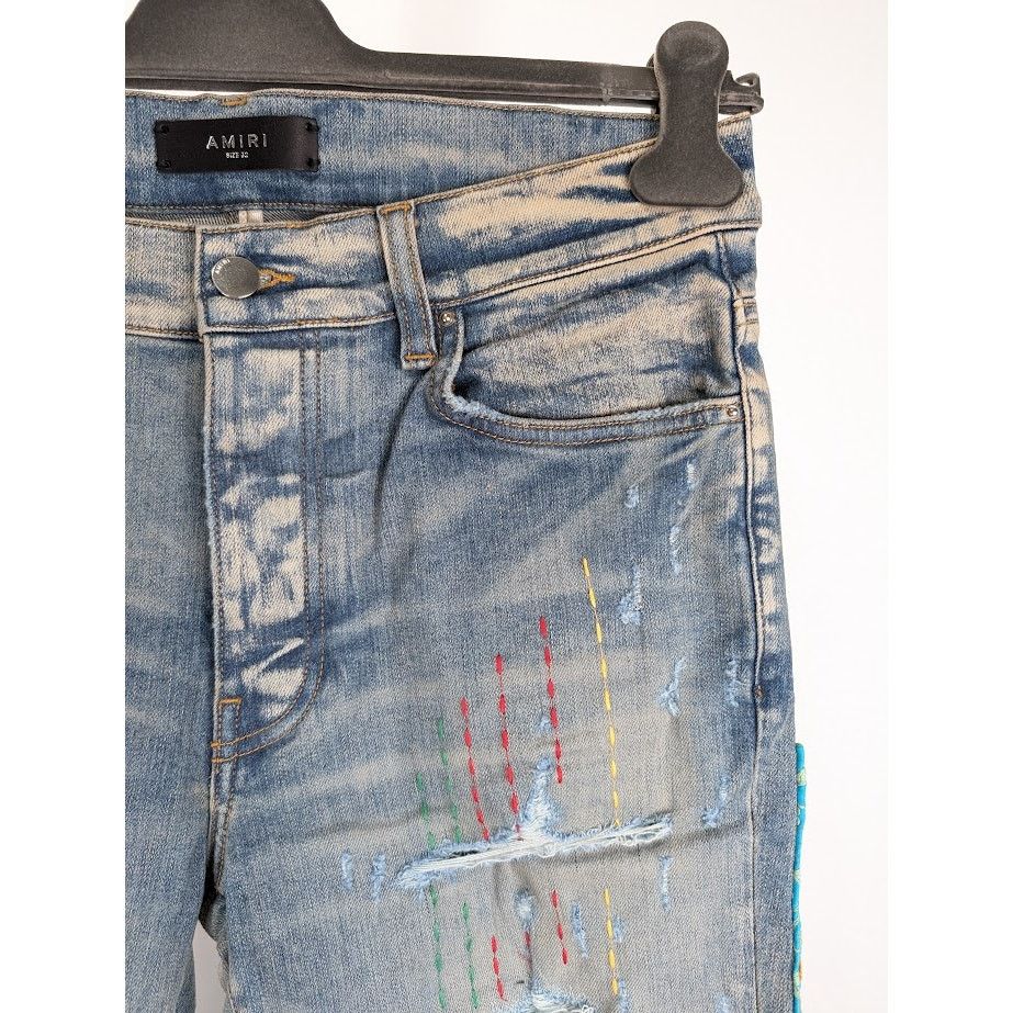 Amiri o1rshd1 Quilted Artpatch Jeans in Clay Indigo Size US 32 / EU 48 - 10 Thumbnail