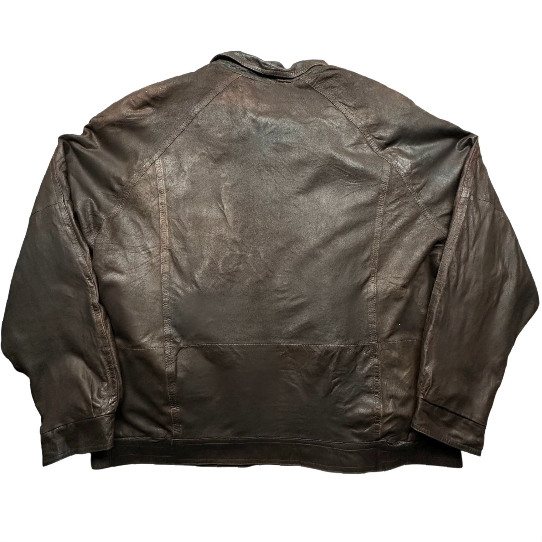Vintage VINTAGE Remy Leather Bomber Lightweight Full Zip Jacket Mens XL Brown 90s City Casual Zip Pocket Pockets Mens Brown Leather Bomber Jacket Size US XL / EU 56 / 4 - 2 Thumbnail